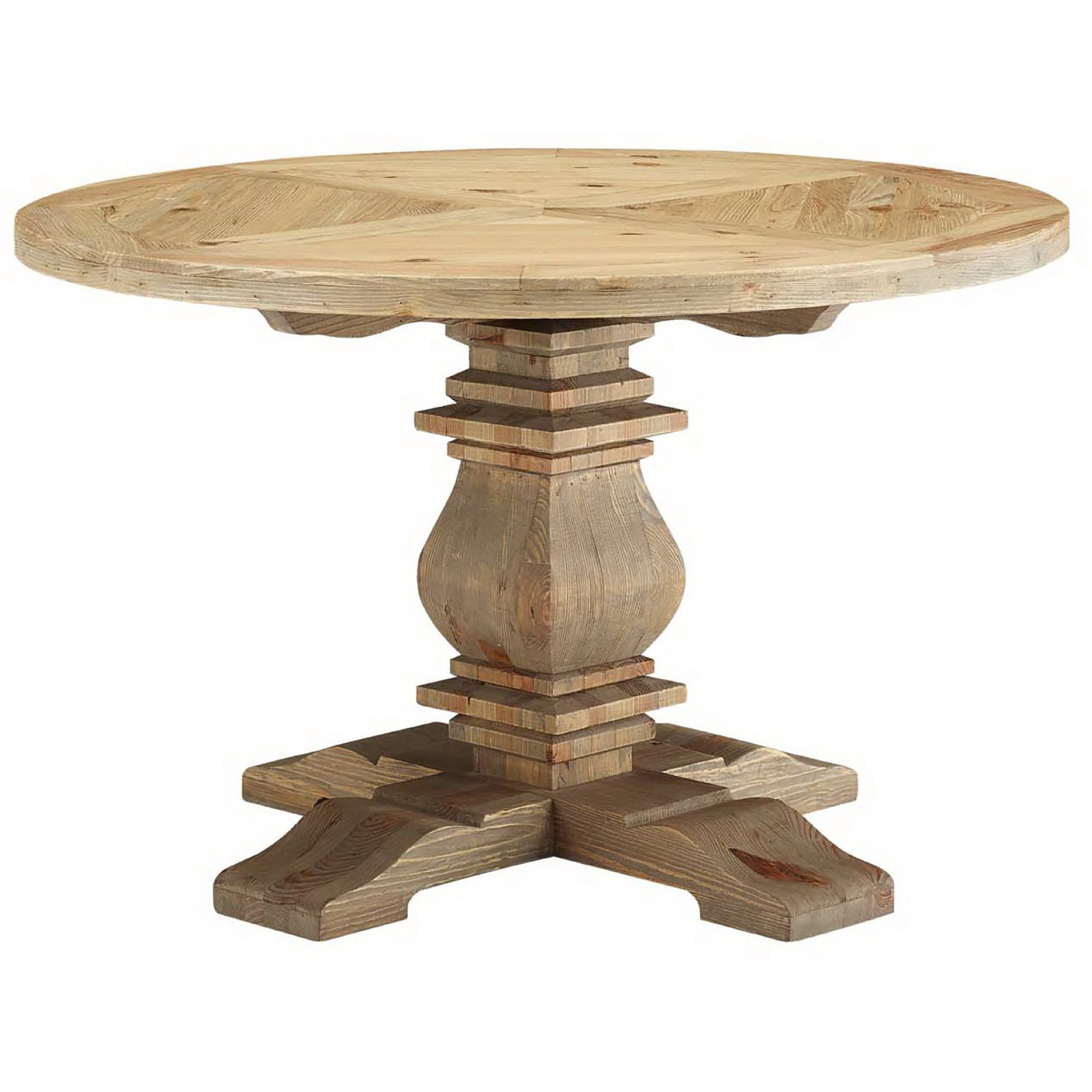 Column Pine Wood Dining Table Brown