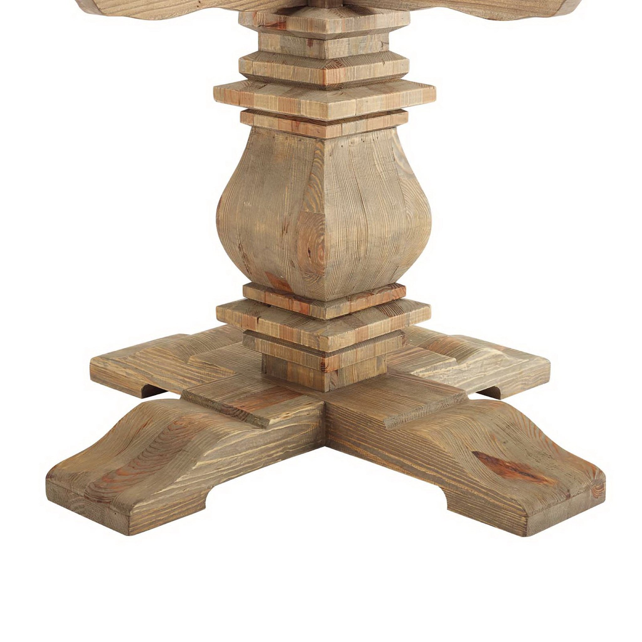 Column Pine Wood Dining Table Brown