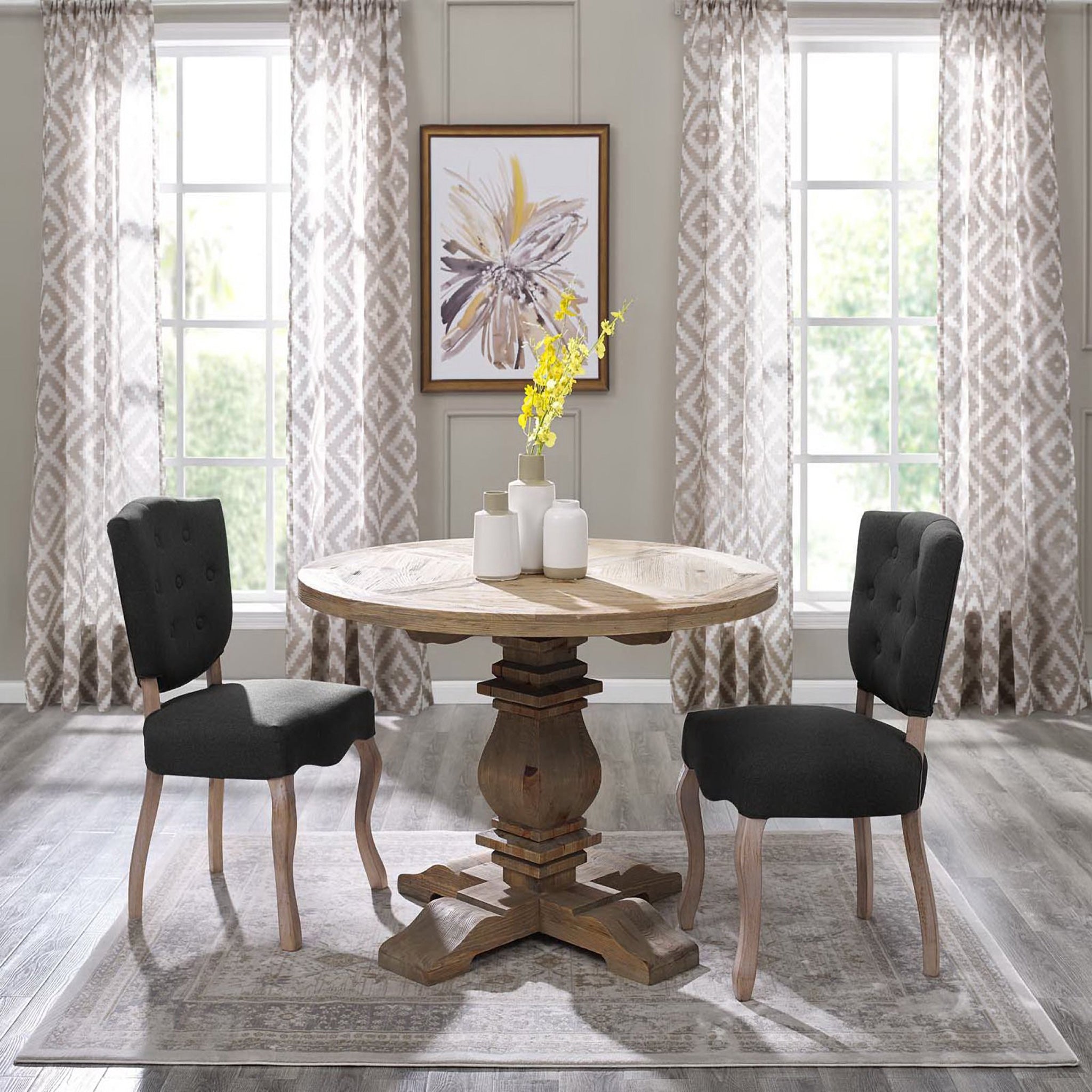 Column Pine Wood Dining Table Brown