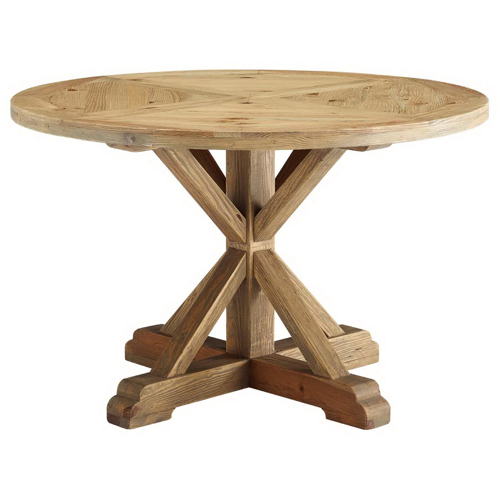 Still Round Pine Wood Dining Table Brown
