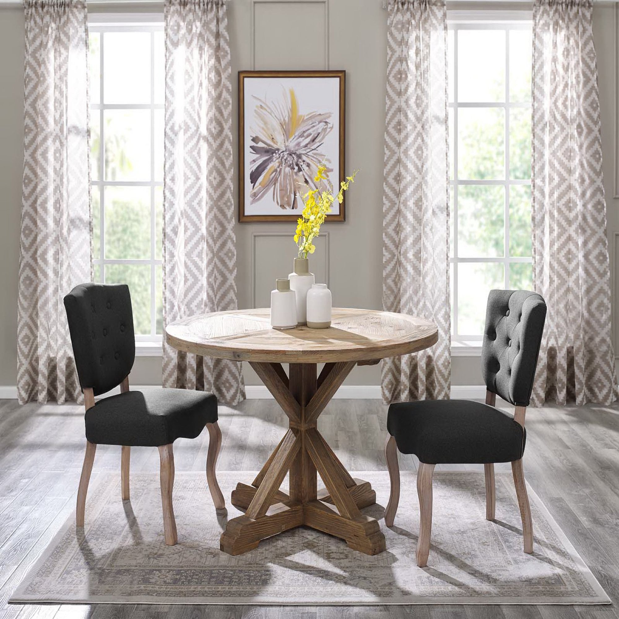 Still Round Pine Wood Dining Table Brown