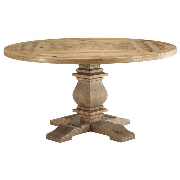 Column Pine Wood Dining Table Brown
