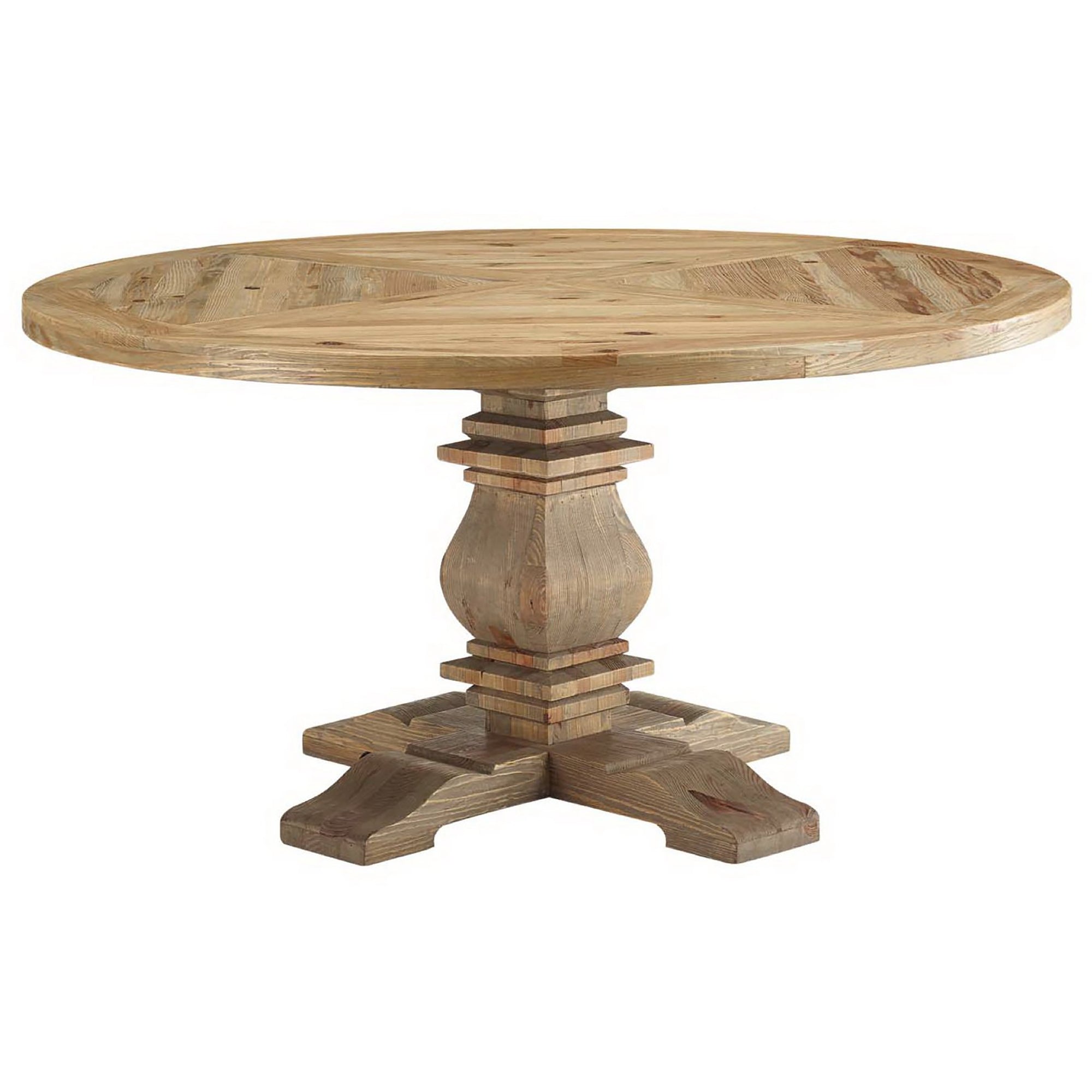Column Pine Wood Dining Table Brown