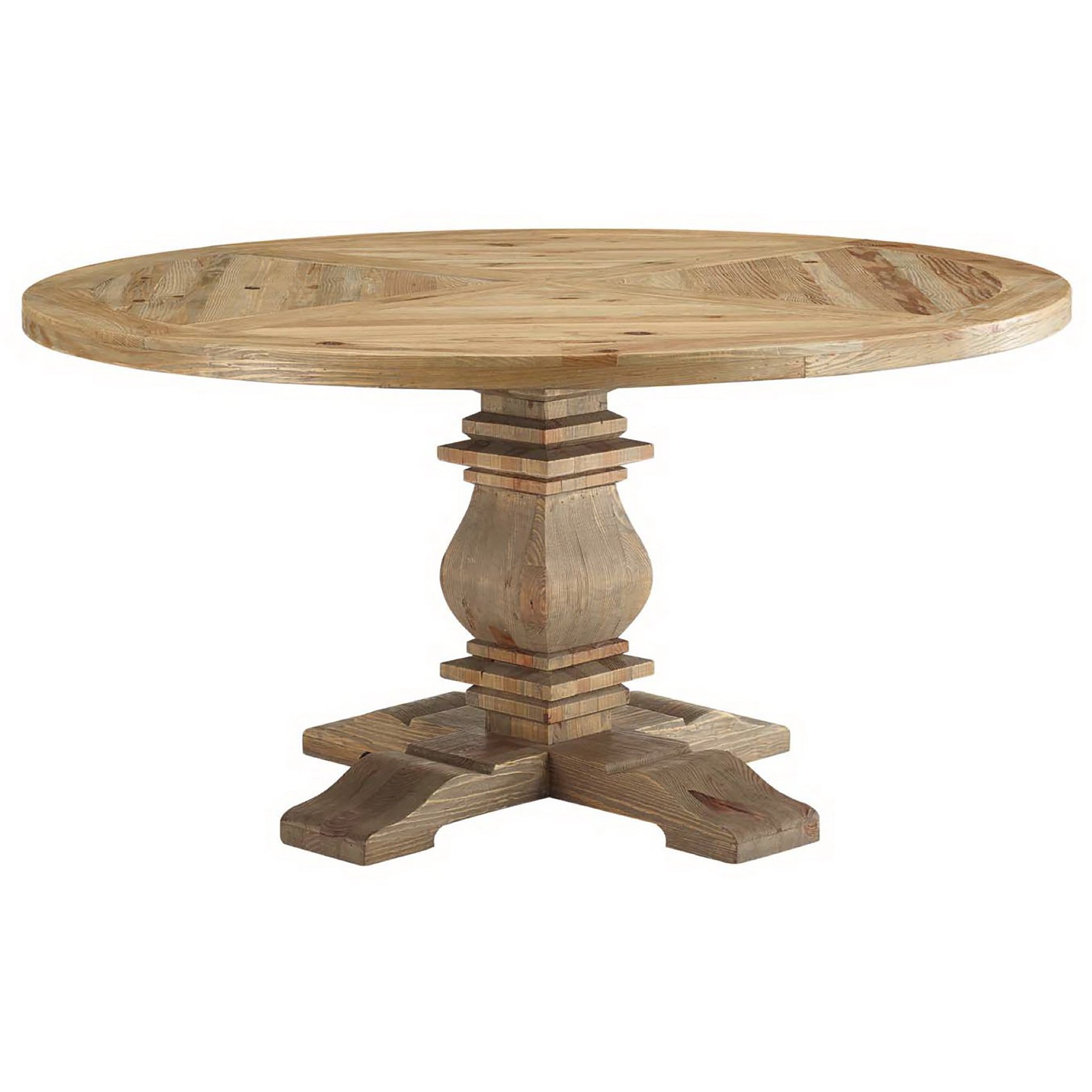 Column Pine Wood Dining Table Brown
