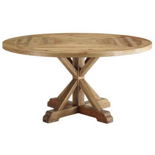 Still Round Pine Wood Dining Table Brown