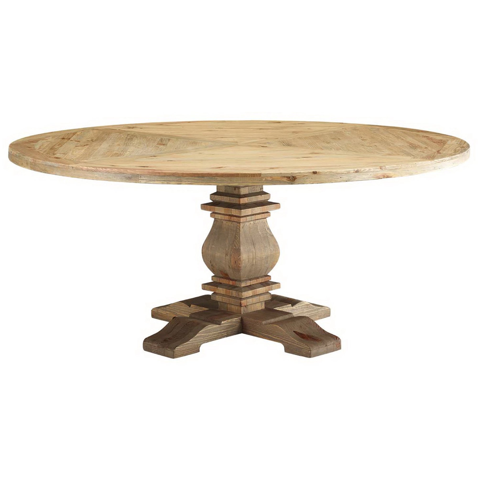 Column Pine Wood Dining Table Brown