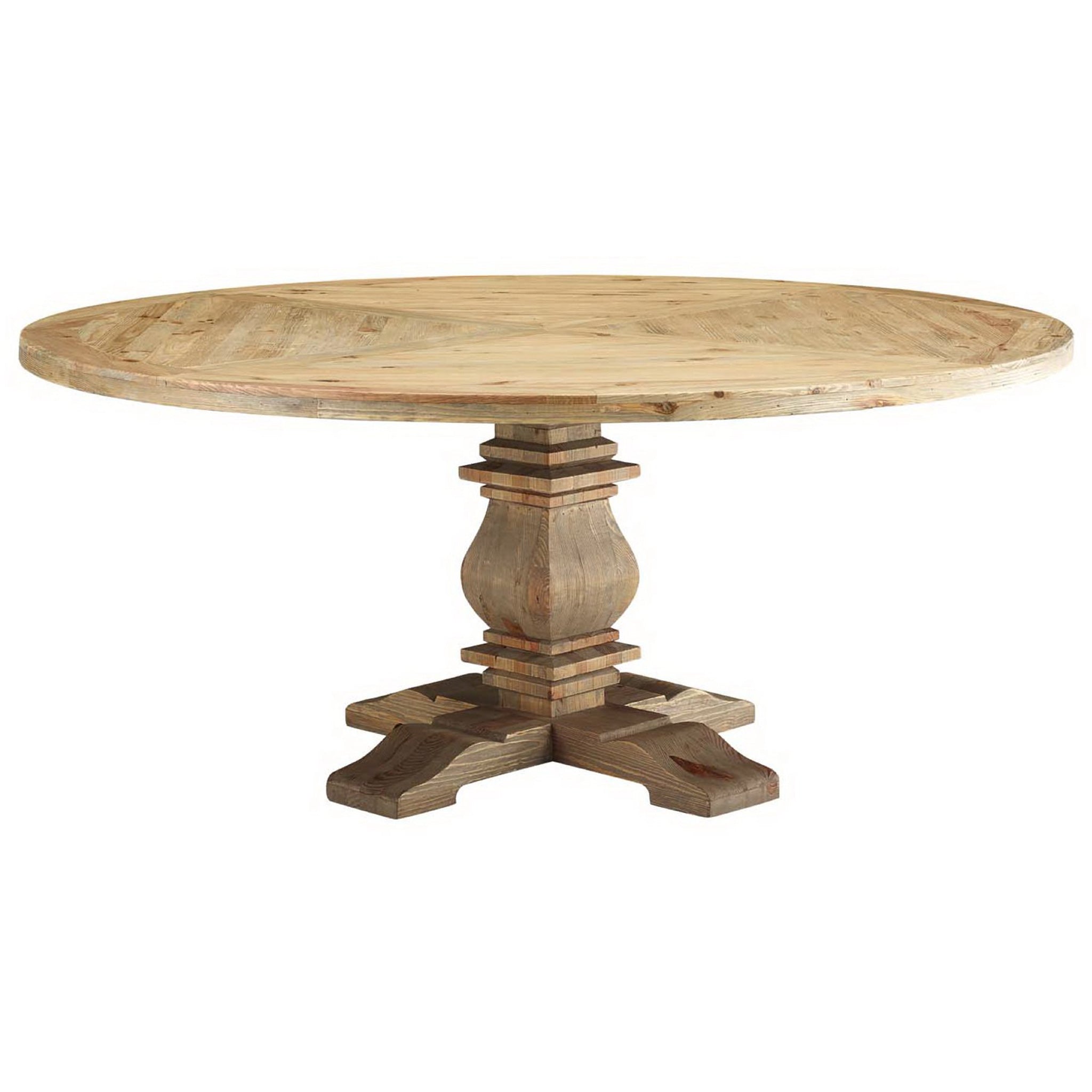 Column Pine Wood Dining Table Brown