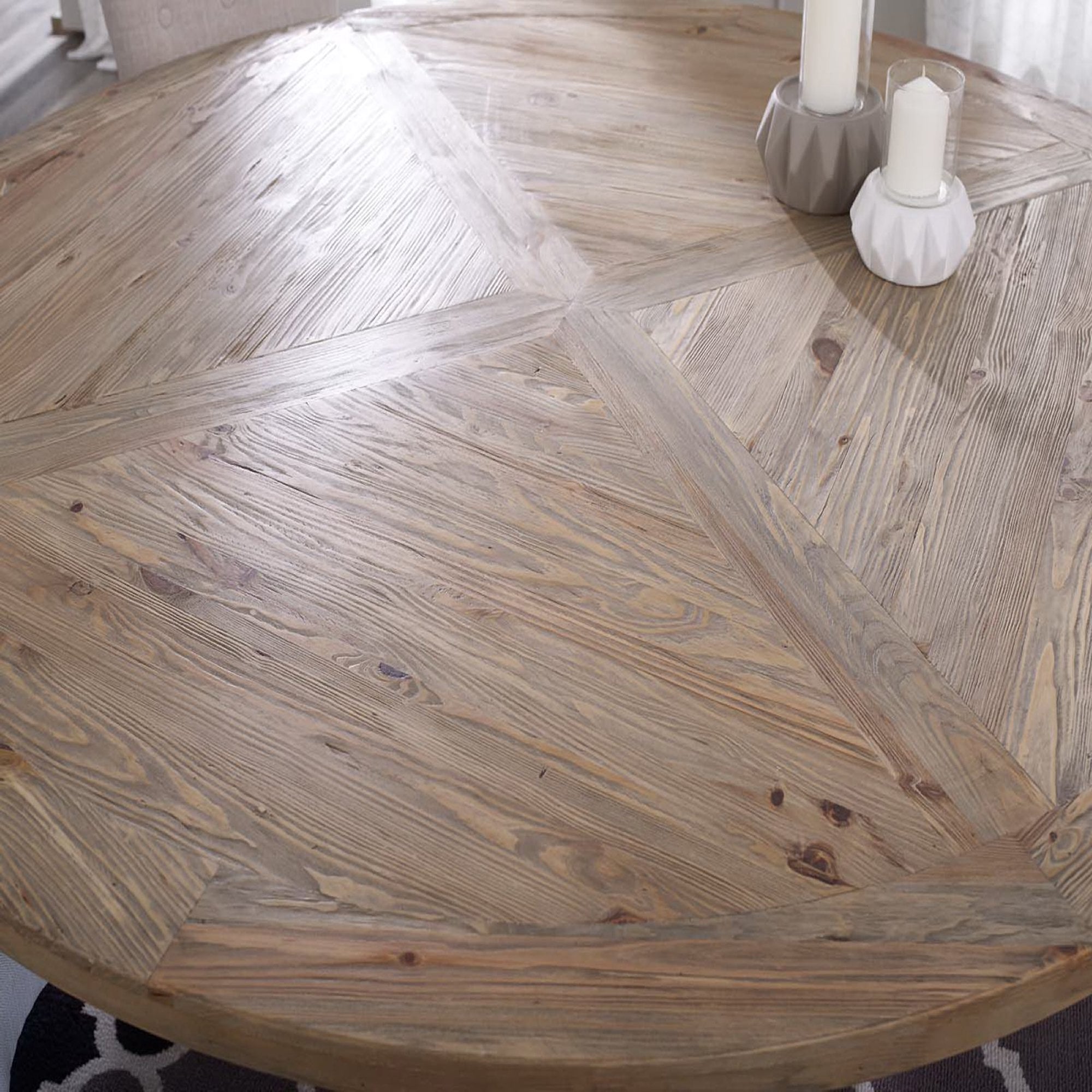 Column Pine Wood Dining Table Brown