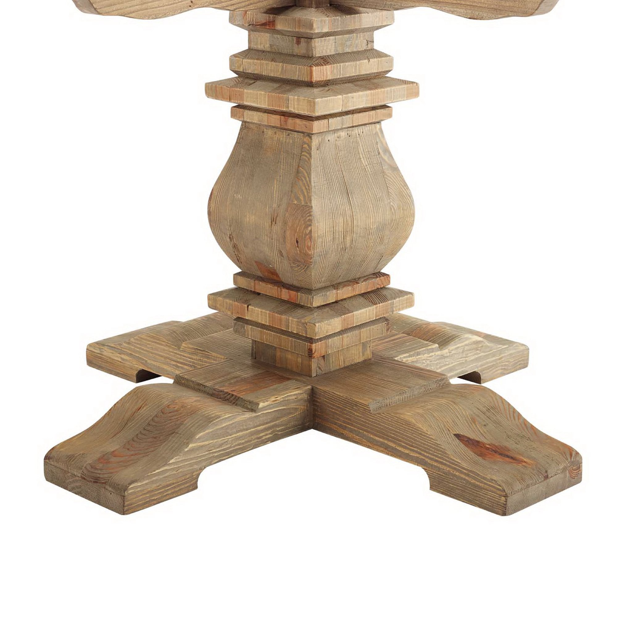 Column Pine Wood Dining Table Brown