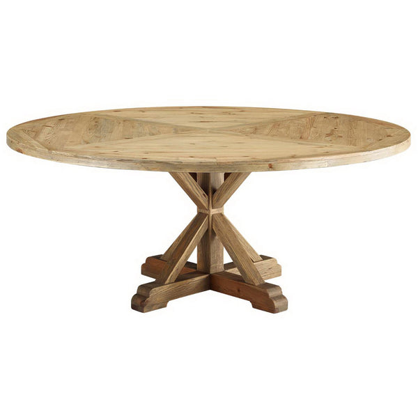 Saga Round Pine Wood Dining Table Brown