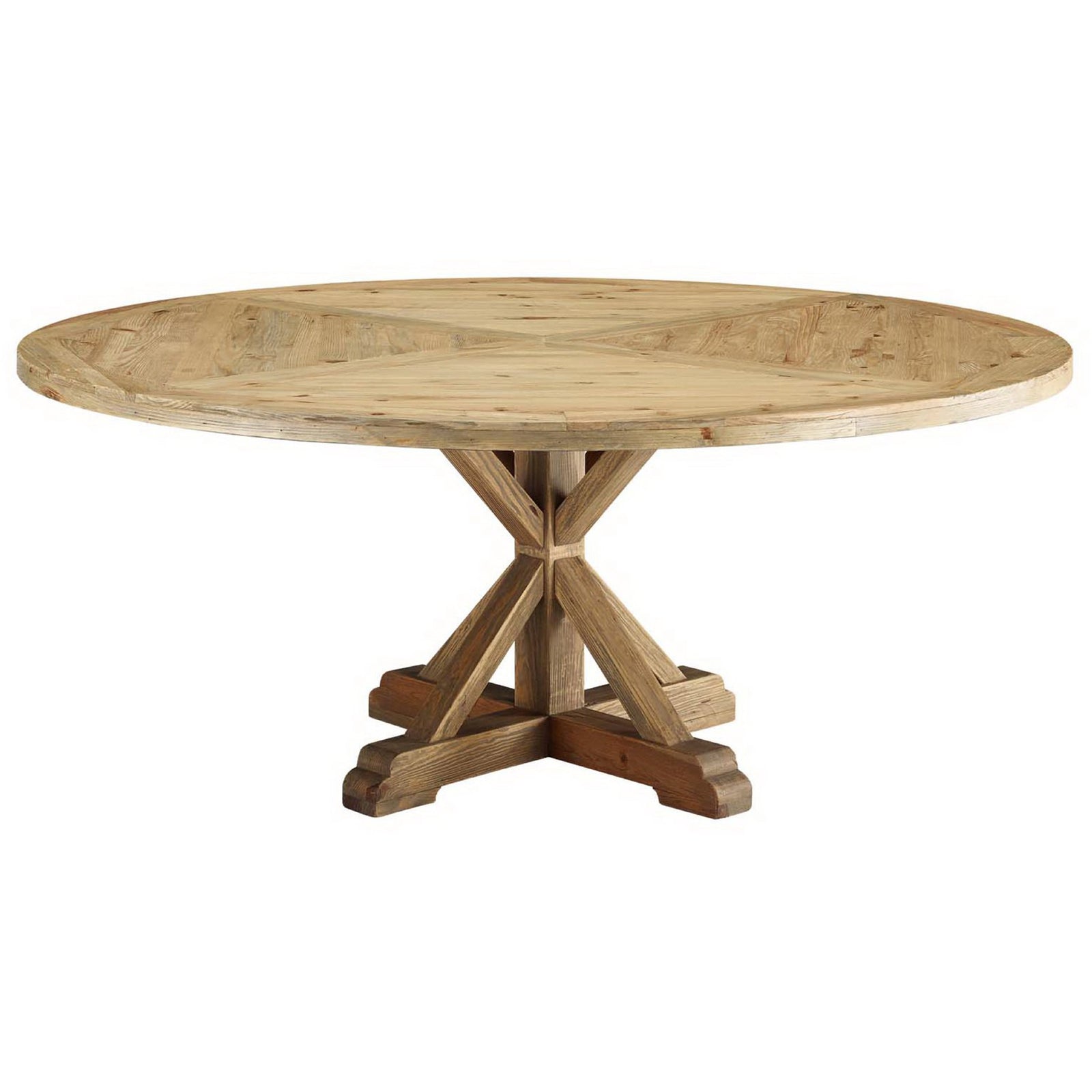 Saga Round Pine Wood Dining Table Brown