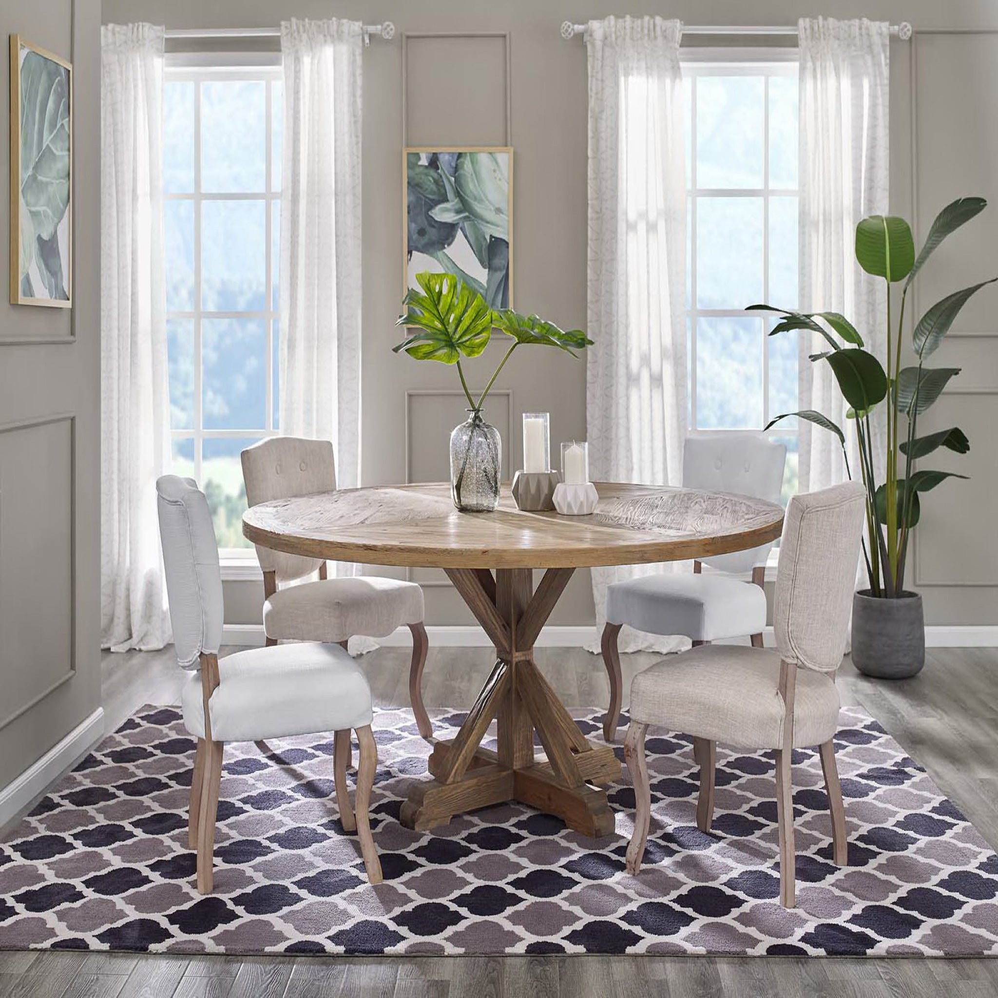 Still Round Pine Wood Dining Table Brown