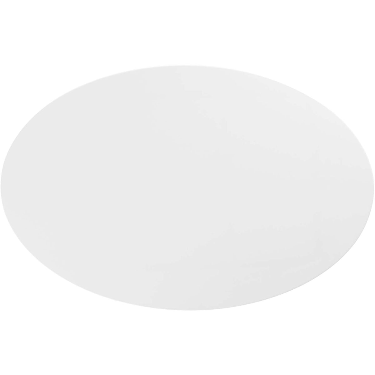 Beveled white oval tabletop offers a smooth, spacious surface. || EEI-3533-BLK-WHI || top_studio