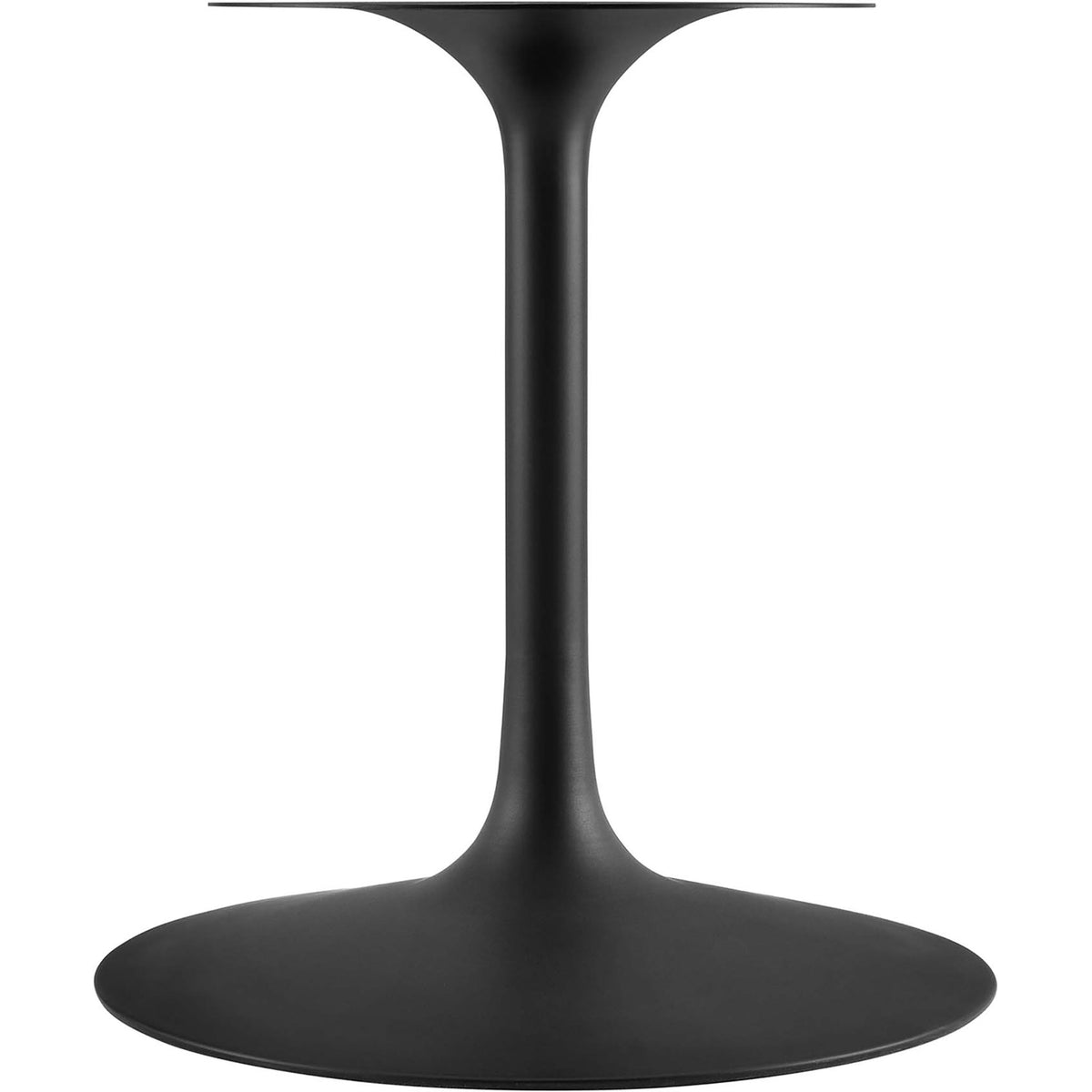 Sturdy tapered black pedestal base with wide circular bottom supports the extended oval tabletop || EEI-3539-BLK-WHI || leg_studio