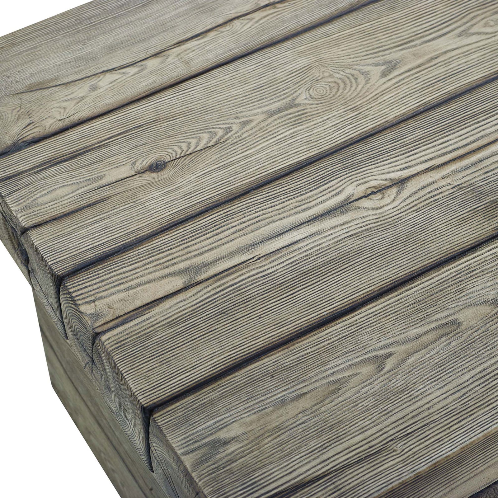 Weather-resistant simulated driftwood finish highlights natural-looking wood grain. || EEI-3562-LGR || swatch_studio