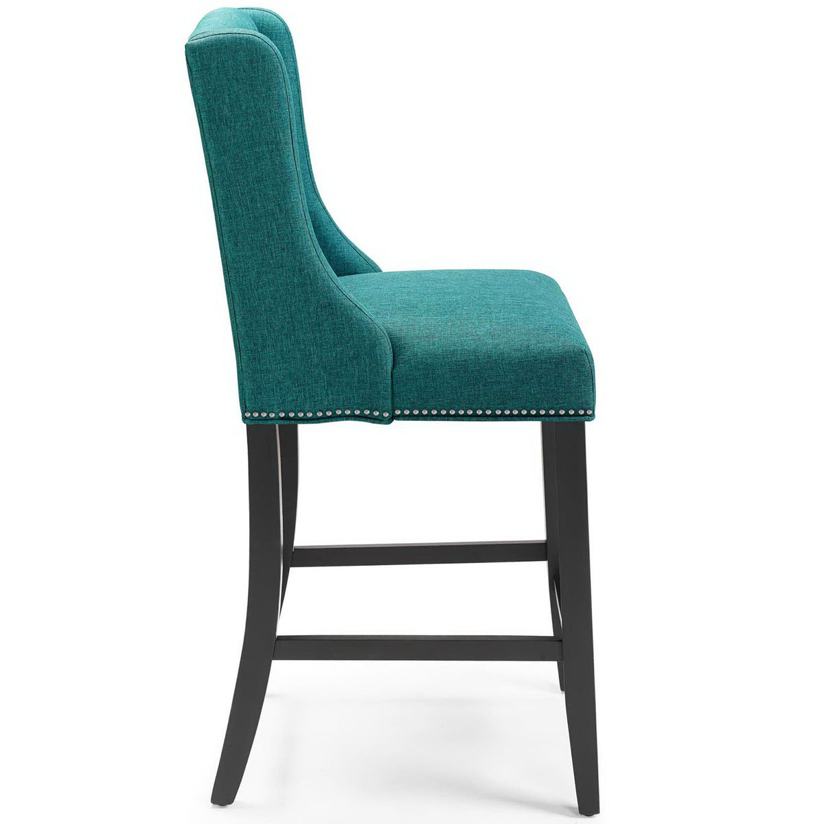 Thick seat cushion, winged backrest, and a supportive footrest bar for lasting counter comfort || EEI-3735-TEA || side_studio