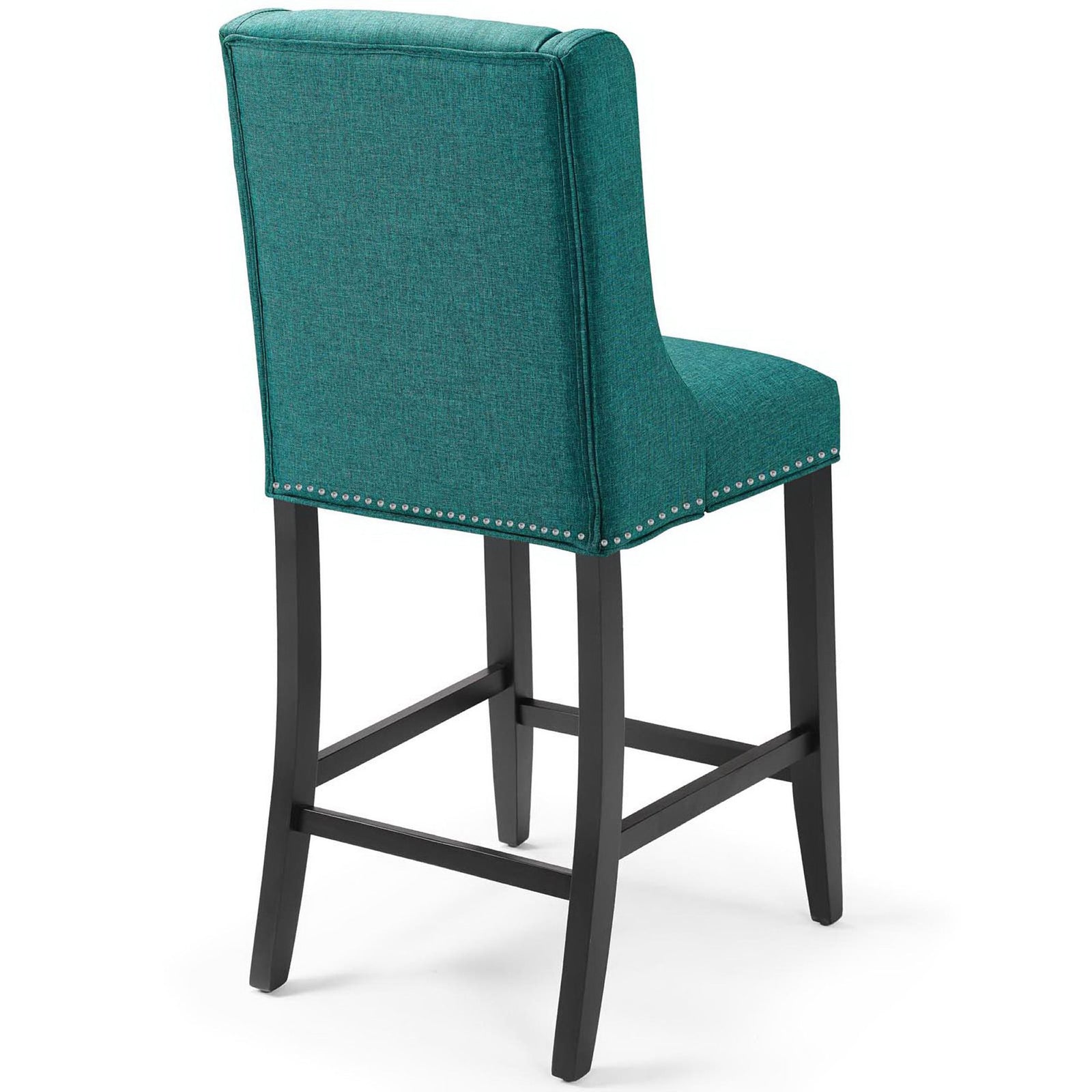 Tailored teal upholstery with decorative stitching and nailheads over a solid wood base || EEI-3735-TEA || back_angle_studio