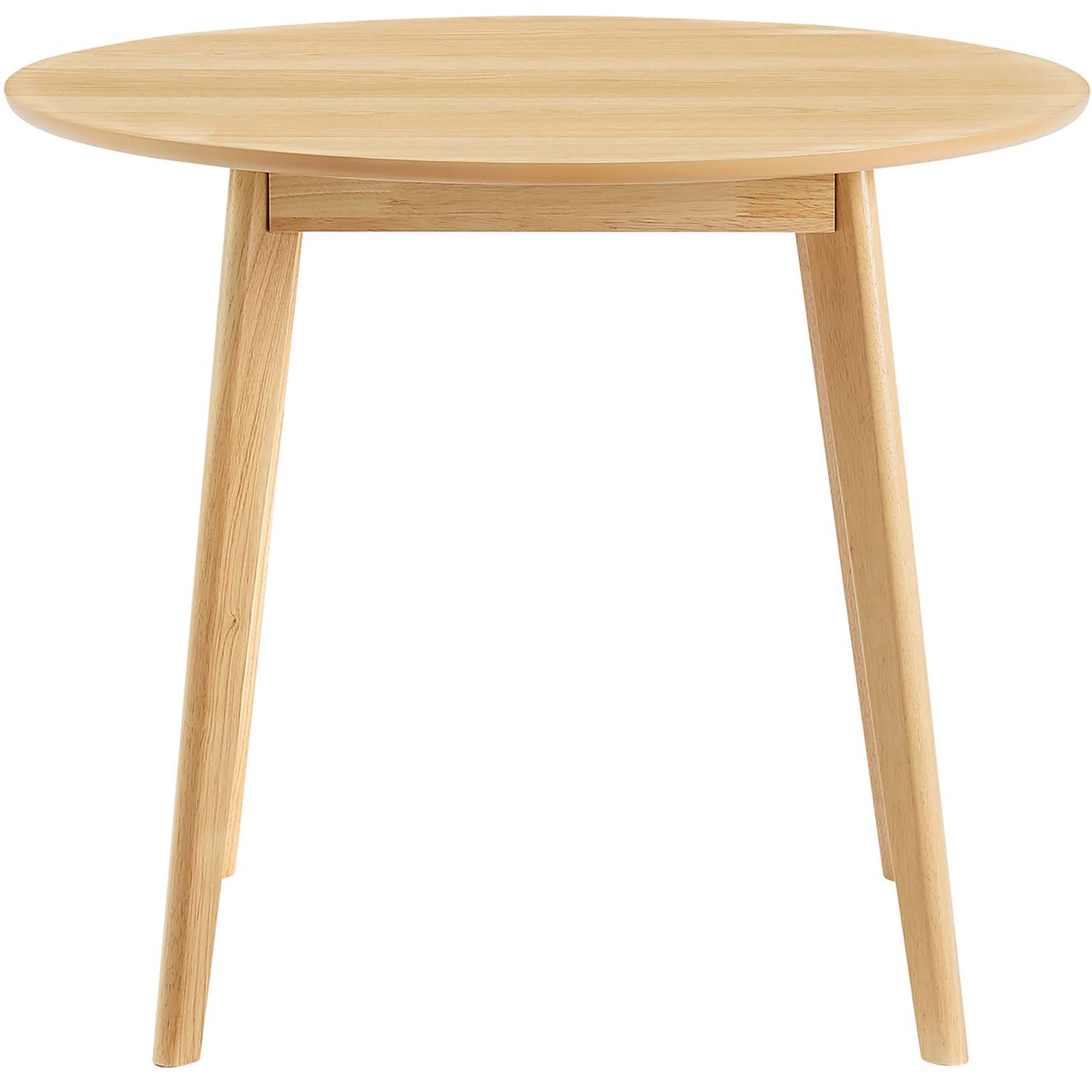 Compact round oak dining table with clean lines and mid-century style, ideal for cozy dining areas || EEI-3749-OAK || front_studio