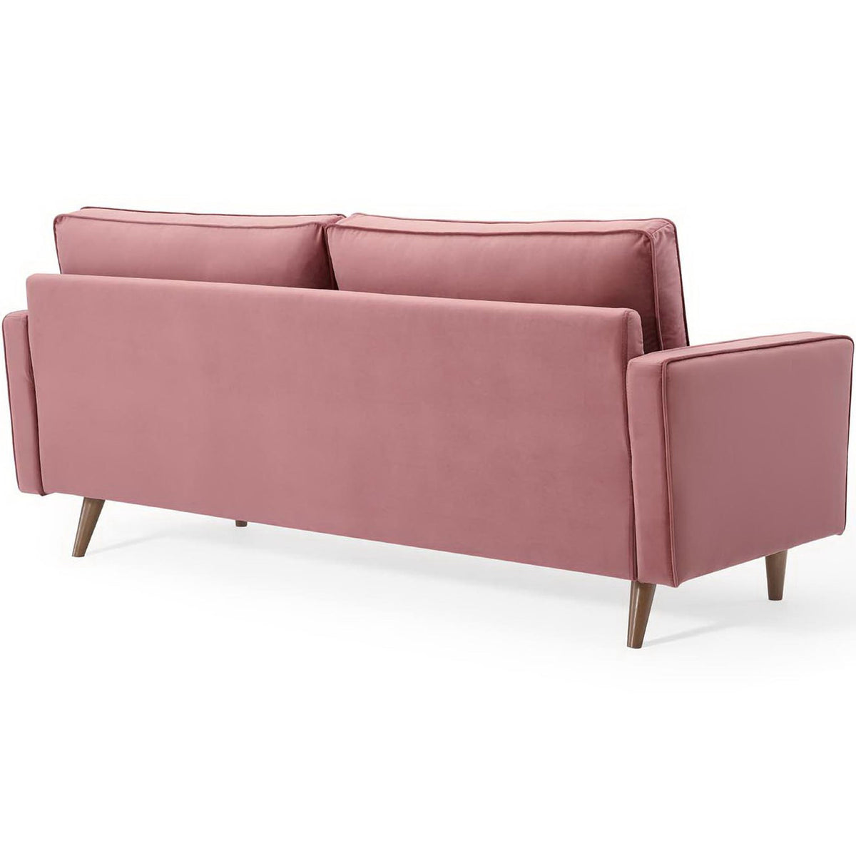 Dusty rose performance velvet sofa with smooth tailored back and slim arms for a clean modern silhouette || EEI-3764-DUS || back_angle_studio