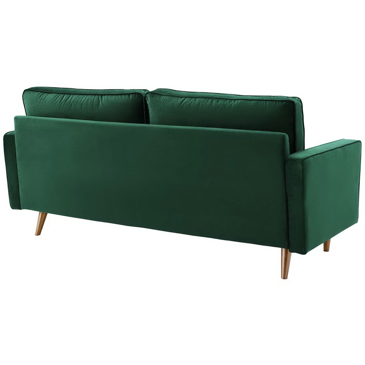 Smooth emerald velvet back and slim track arms give this Valour sofa a tailored modern profile || EEI-3764-GRN || back_studio