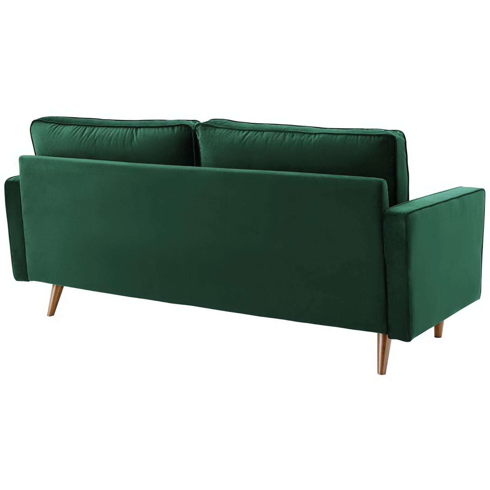 Smooth emerald velvet back and slim track arms give this Valour sofa a tailored modern profile || EEI-3764-GRN || back_studio