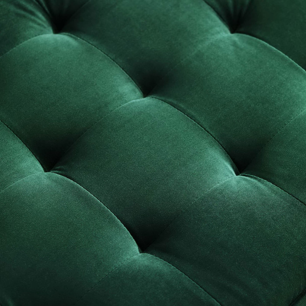 Plush green performance velvet seat showcasing deep biscuit tufting and soft, inviting texture || EEI-3764-GRN || detail_studio