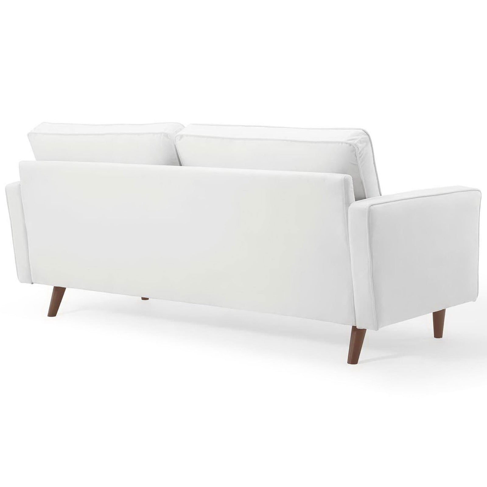 Clean upholstered back and sides create a smooth, tailored look for this white sofa || EEI-3764-WHI || back_studio