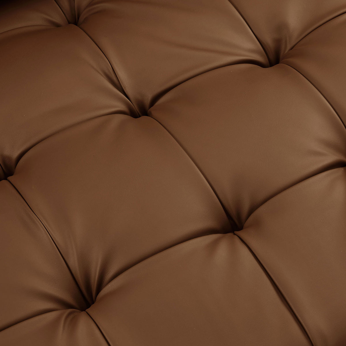 Biscuit tufted brown vegan leather upholstery highlighting plush texture and stitching detail || EEI-3765-BRN || swatch_studio