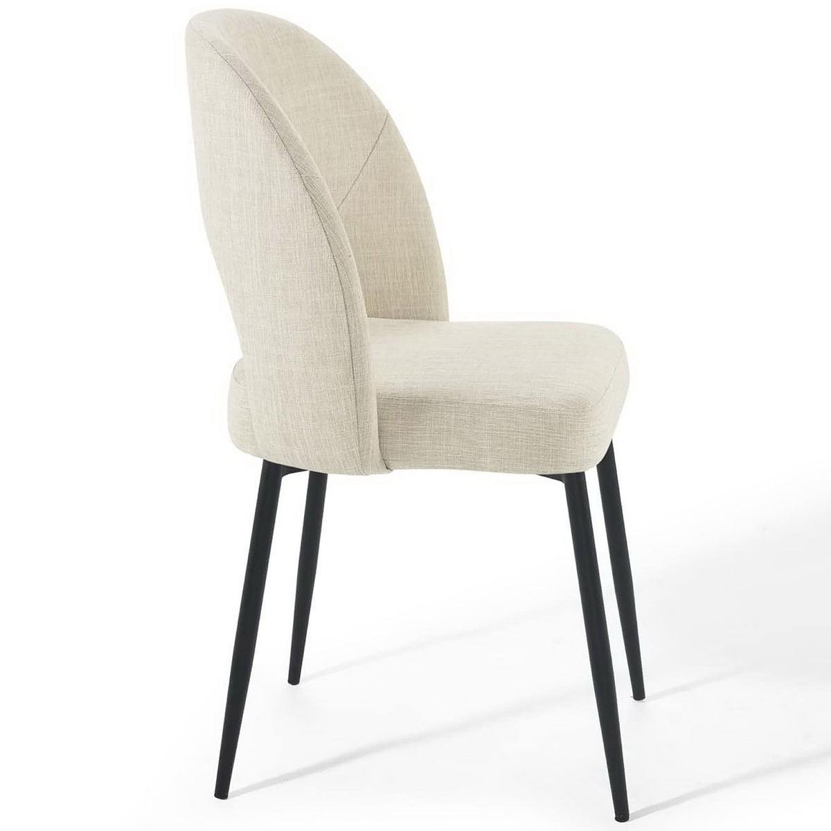 Side profile showcases the generous seat cushion and gently reclined, sculpted backrest || EEI-3801-BLK-BEI || side_studio