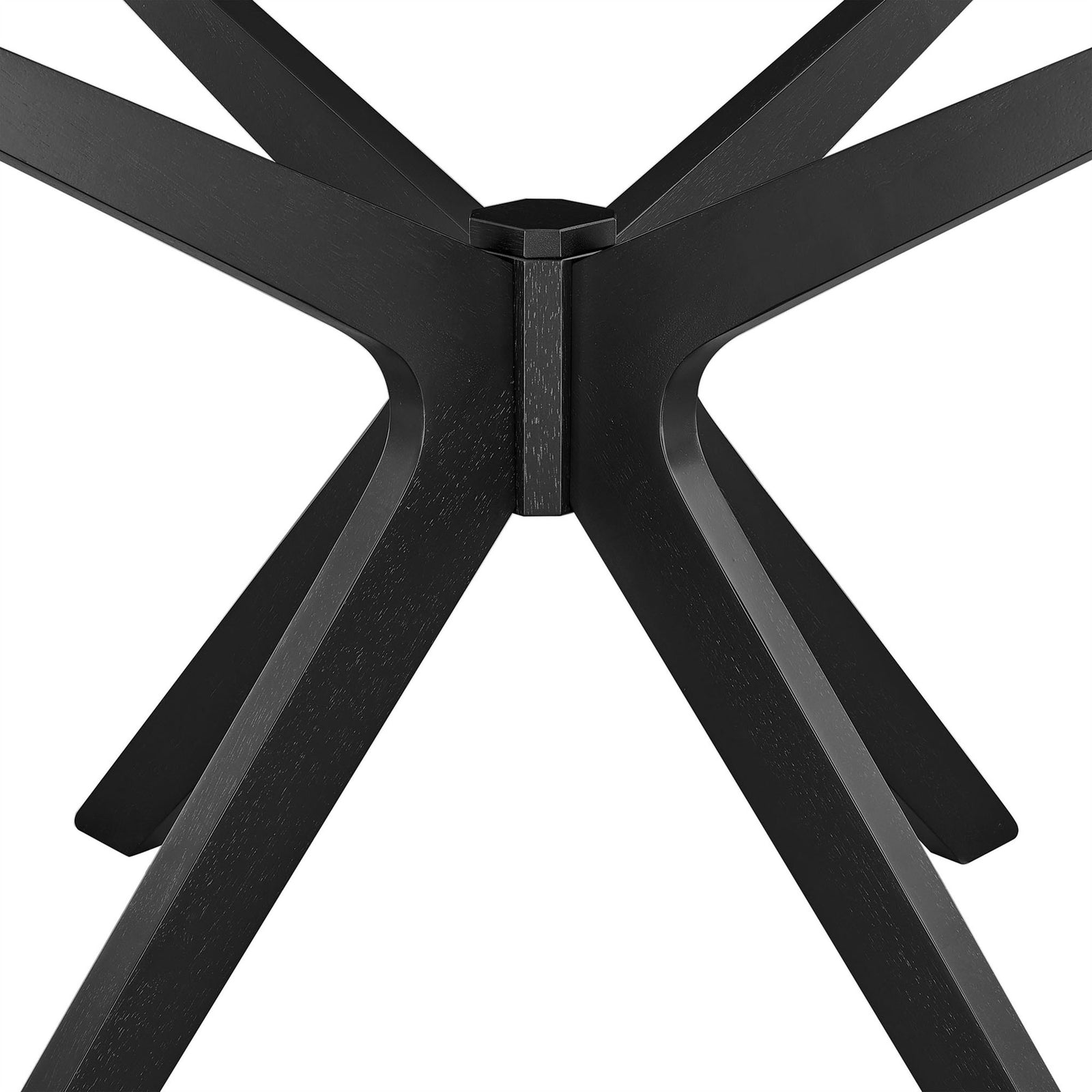 Detail of the sturdy intersecting wood legs showcasing the black finish and clean lines || EEI-3847-BLK || detail_studio