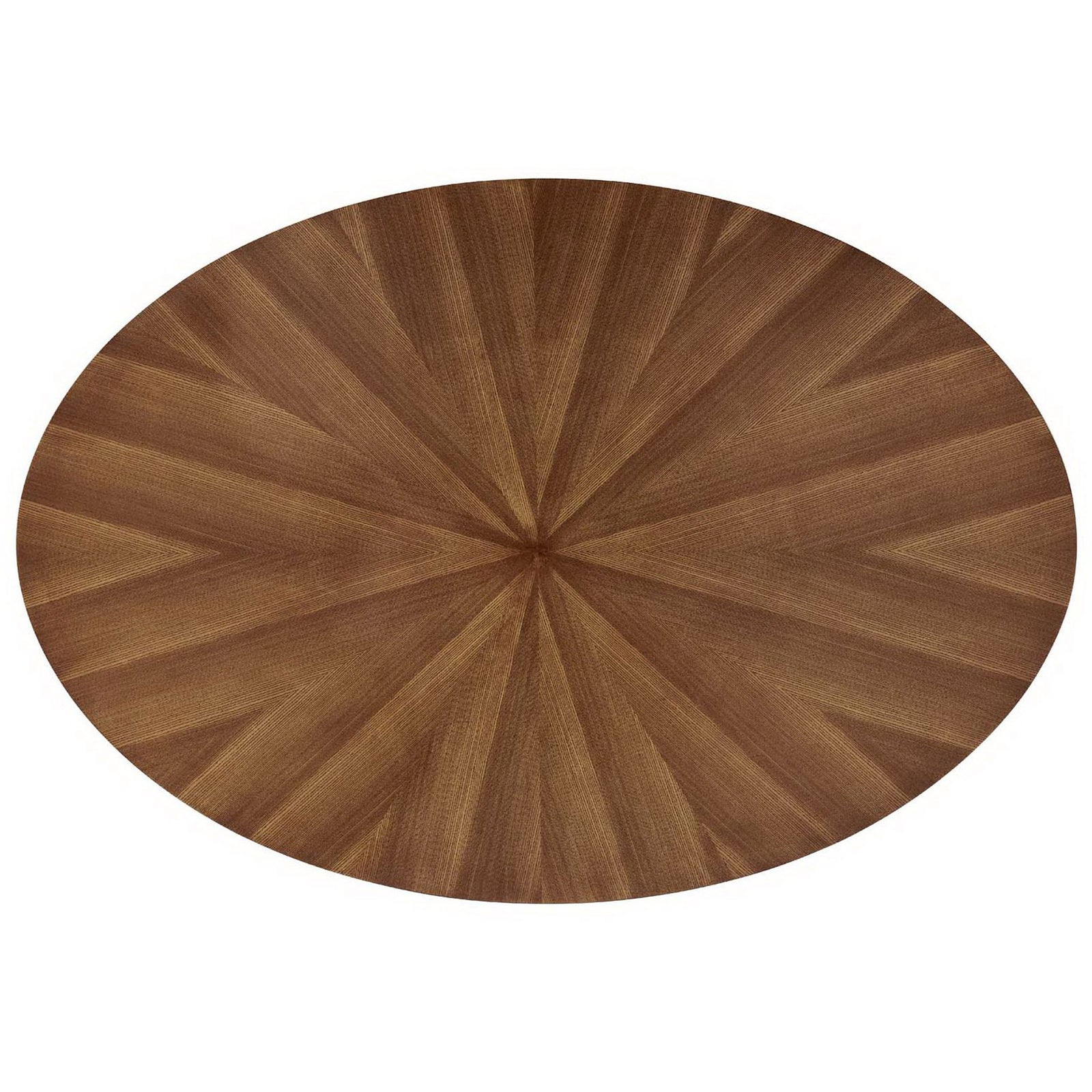 Starburst walnut veneer oval tabletop creates a striking focal point for contemporary dining spaces || EEI-3848-WAL || top_studio