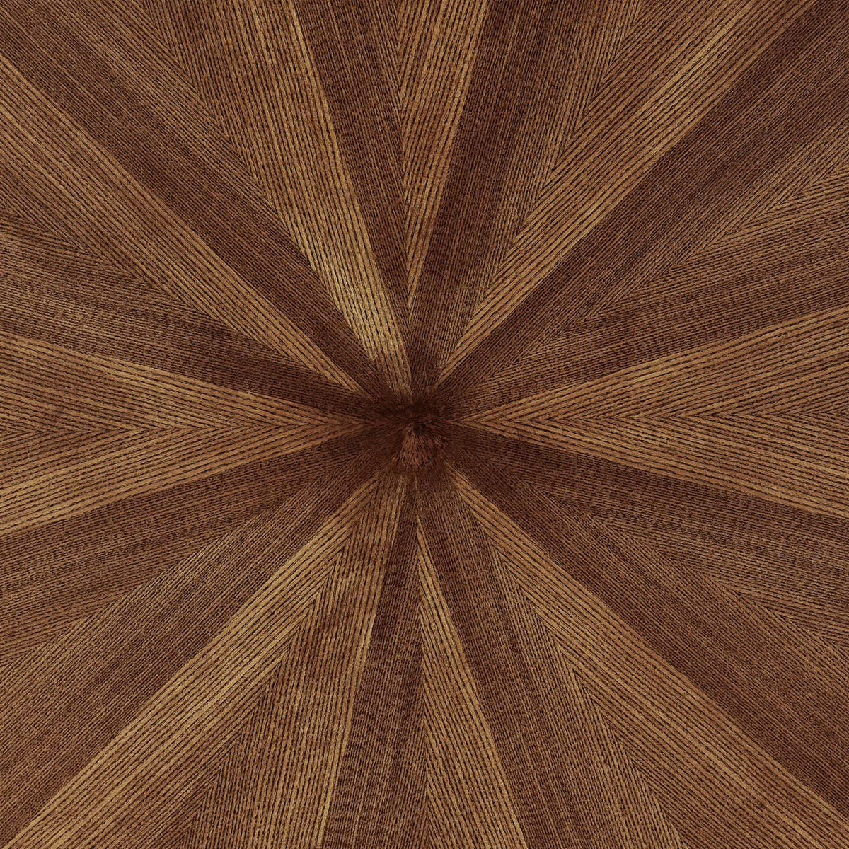 Radial walnut grain veneer pattern radiates from the center of the dining table for rich visual texture || EEI-3848-WAL || detail_studio