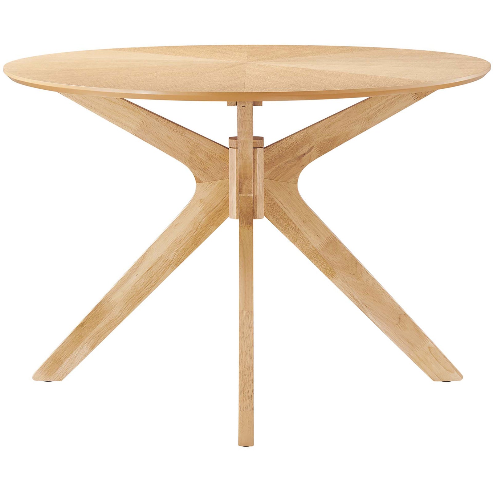 71-inch oval oak dining table with sculptural cross pedestal base and spacious seating for family meals. || EEI-3849-OAK || front_studio
