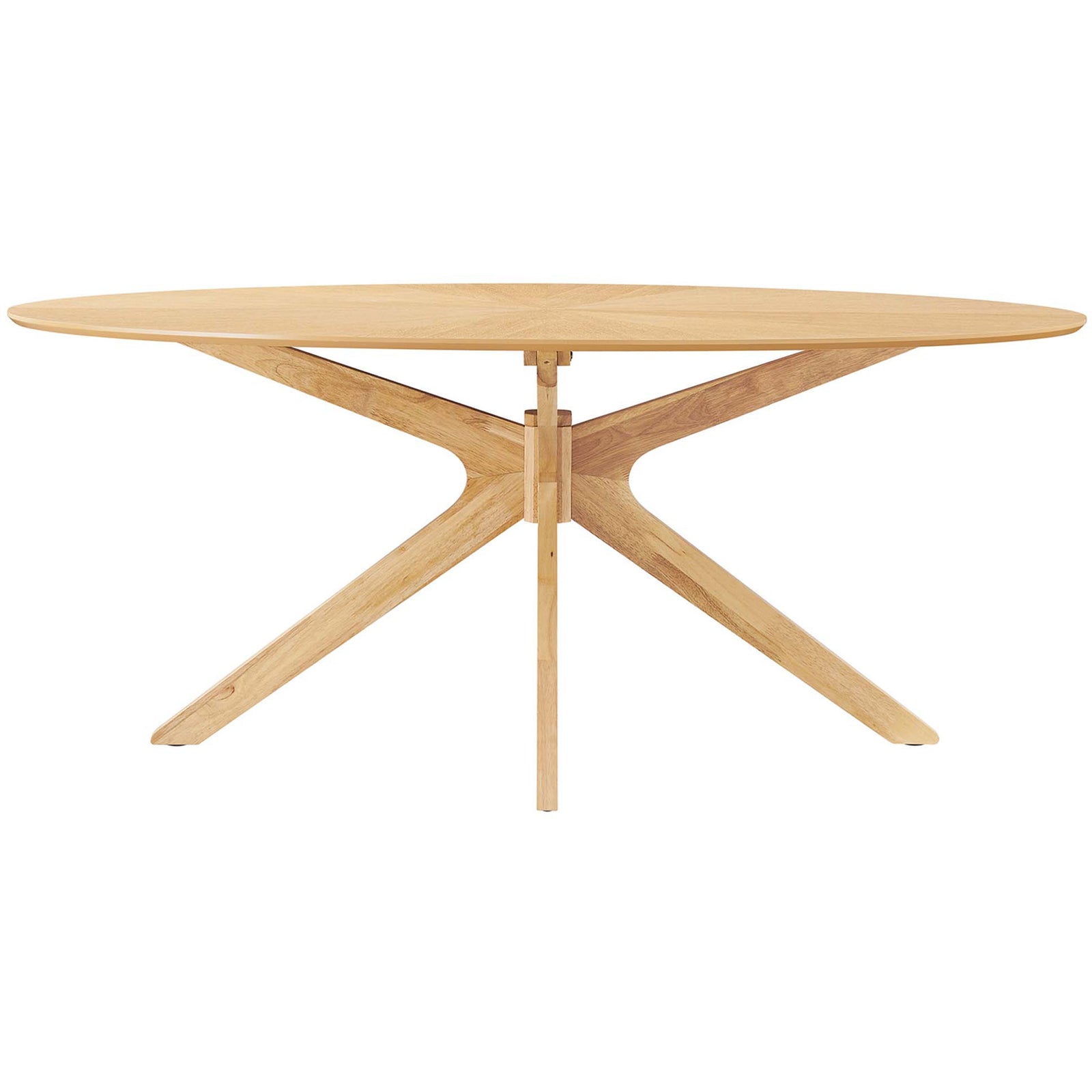 Long 71-inch dining table in oak finish emphasizing the slim profile and modern mid-century silhouette. || EEI-3849-OAK || side_studio