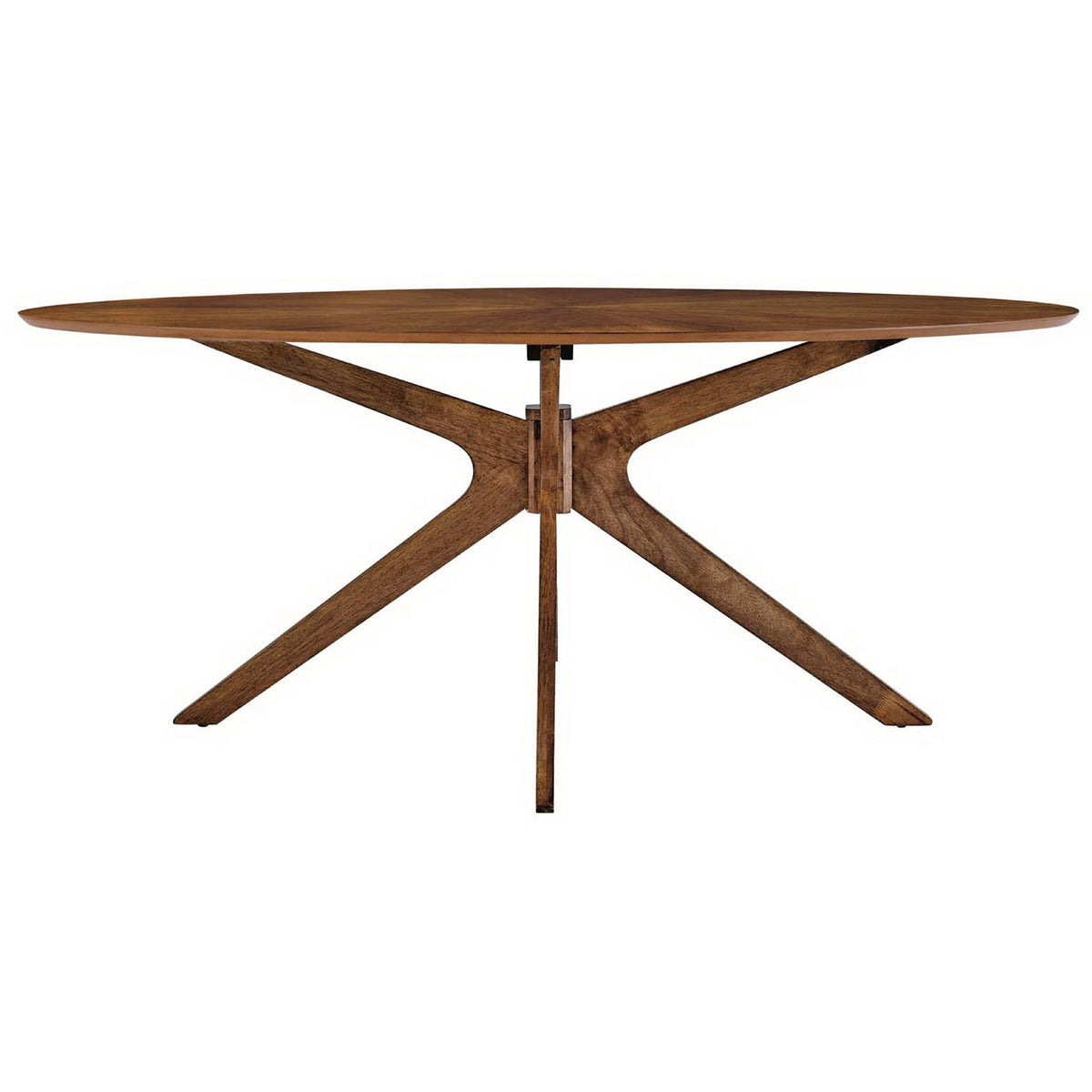 Generous 71 inch oval dining table in warm walnut veneer offers a clean, modern centerpiece for entertaining || EEI-3849-WAL || front_studio