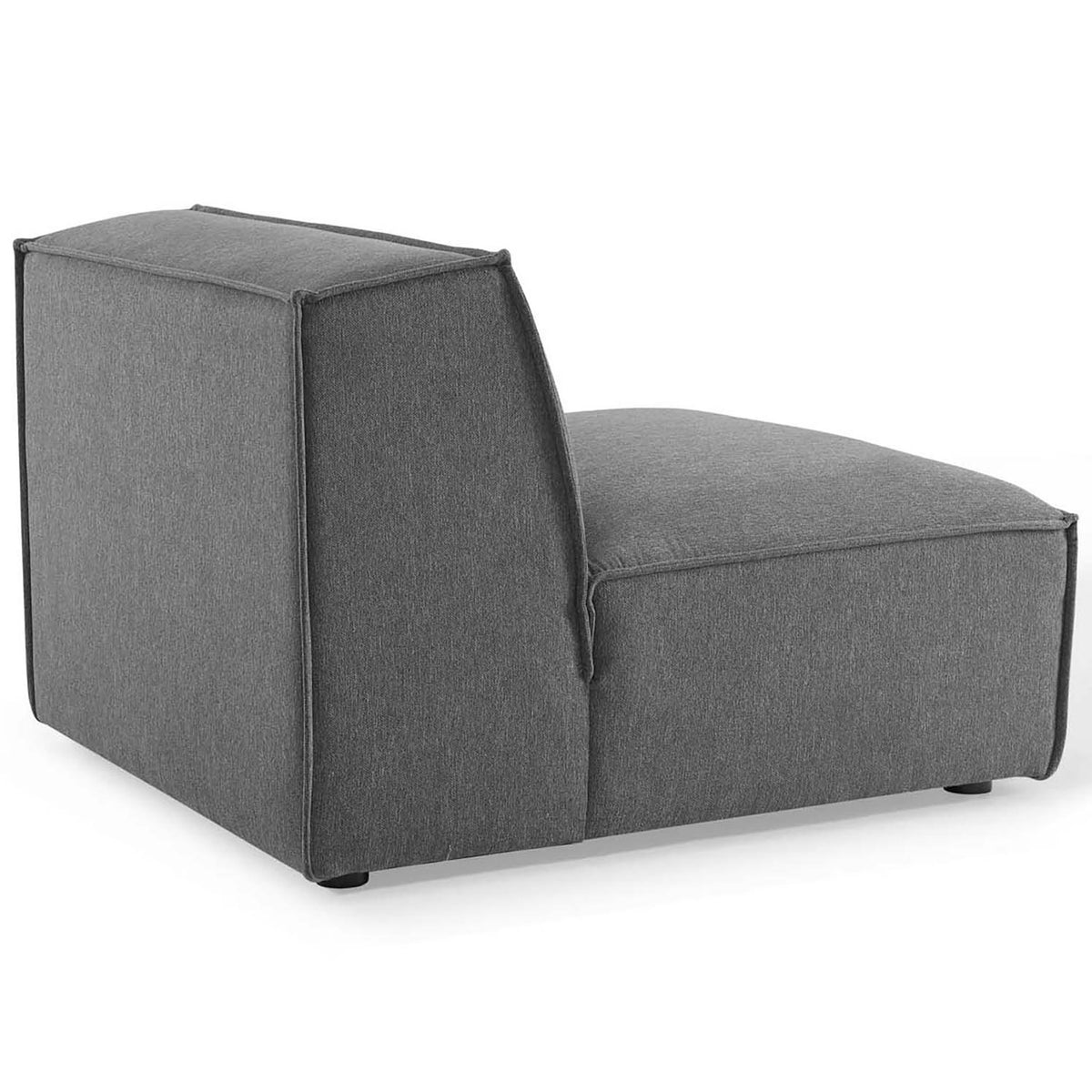 Streamlined backrest with crisp lines and neat piping on charcoal upholstery || EEI-3872-CHA || back_angle_studio