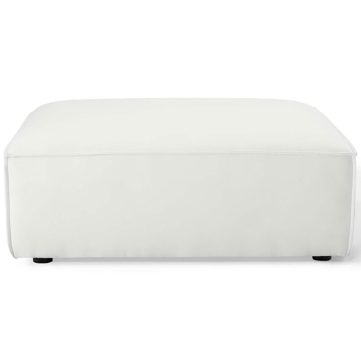 Generously cushioned white ottoman offering roomy seating and a low-profile contemporary design || EEI-3873-WHI || front_studio