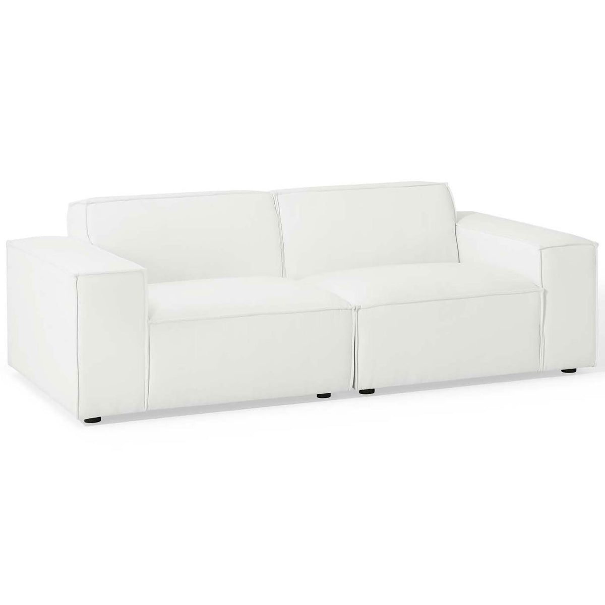 Low profile white sectional sofa with deep plush cushions for relaxed lounging || EEI-4111-WHI || front_angle_studio