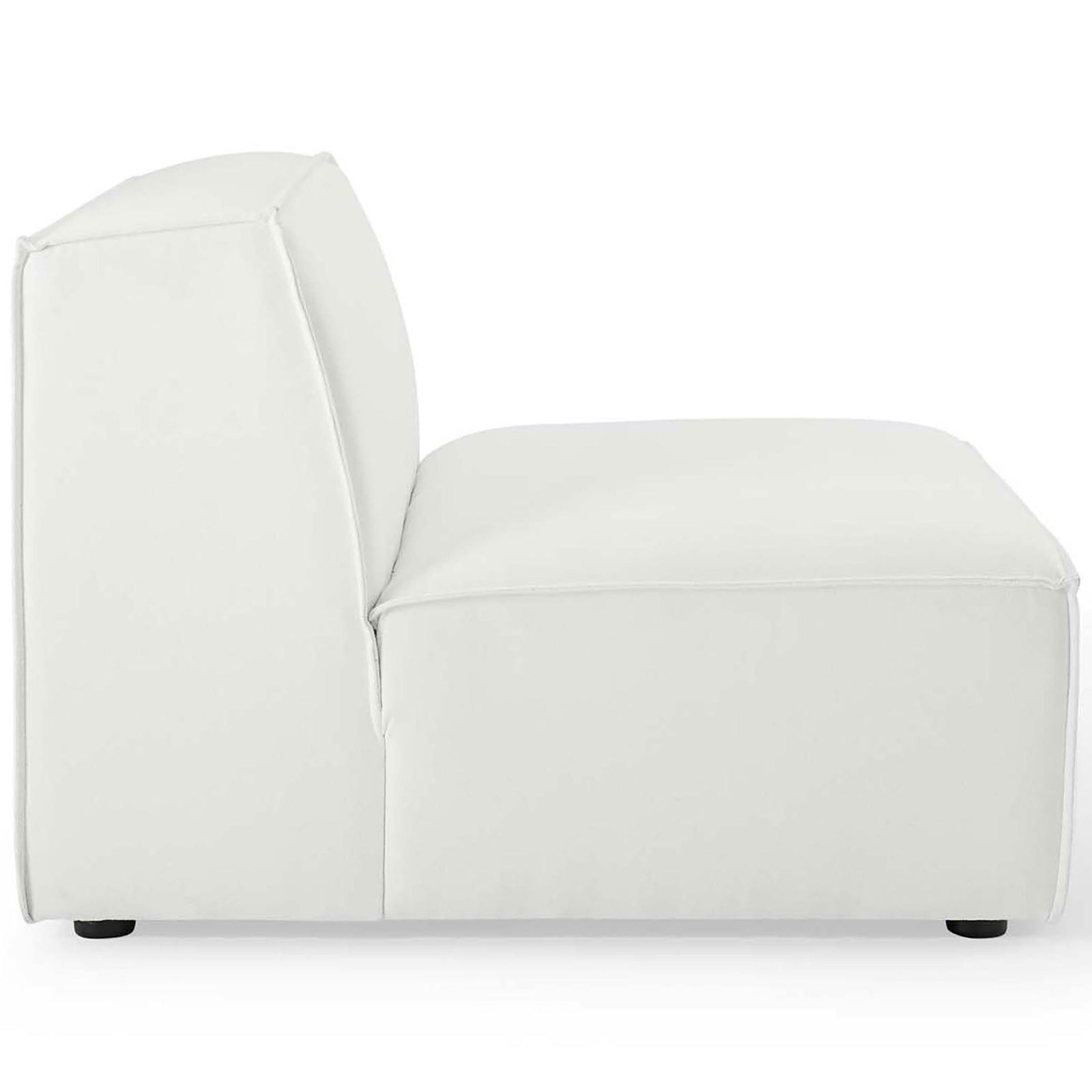 Armless sectional module with generous seat depth and low, lounge-style back cushion. || EEI-4112-WHI || side_partial_studio