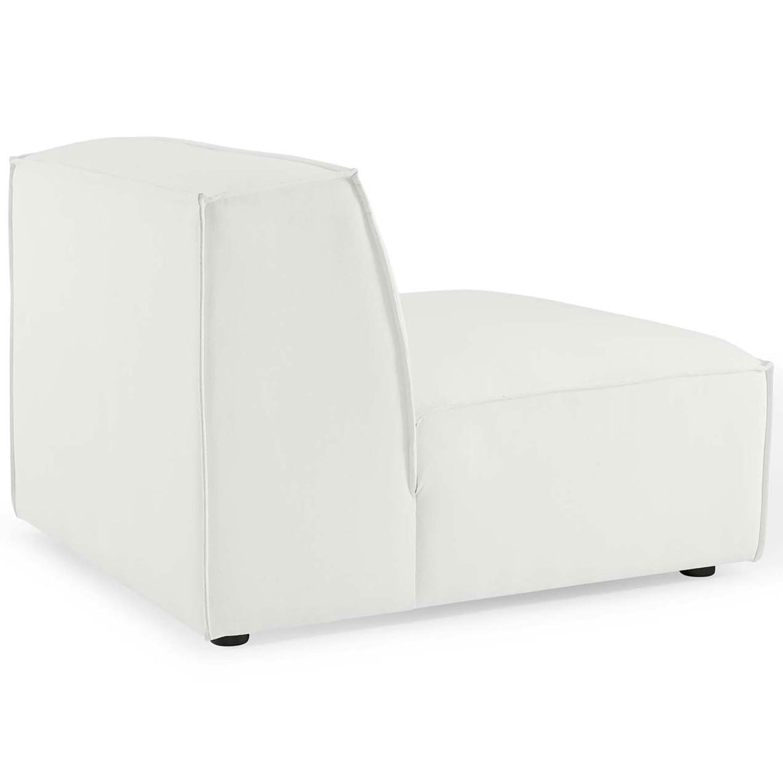 Armless piece wrapped in smooth white fabric, with neatly finished back and sides. || EEI-4112-WHI || back_angle_partial_studio