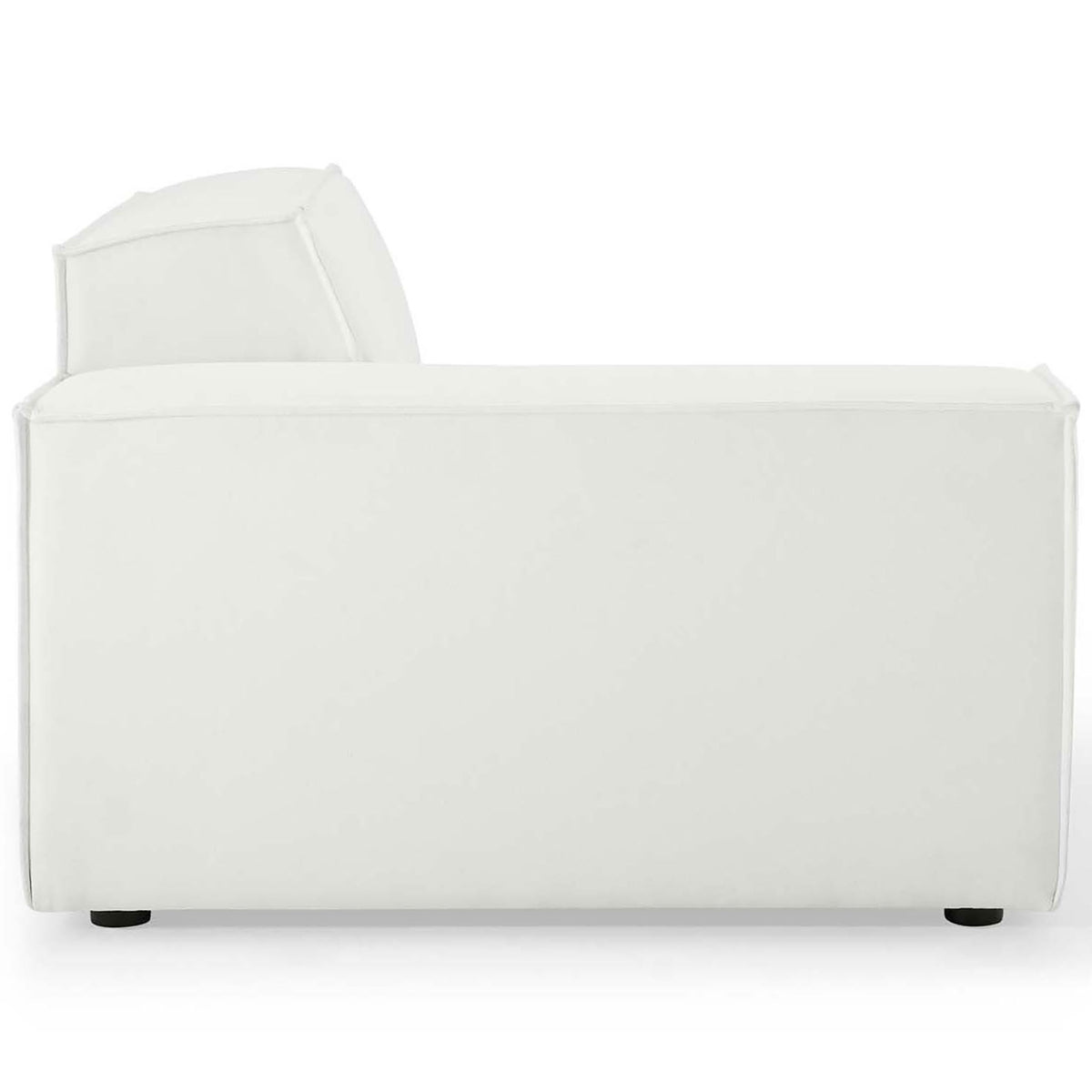 One-arm sectional module with fully upholstered back panel for a clean, streamlined look. || EEI-4112-WHI || side_partial_studio