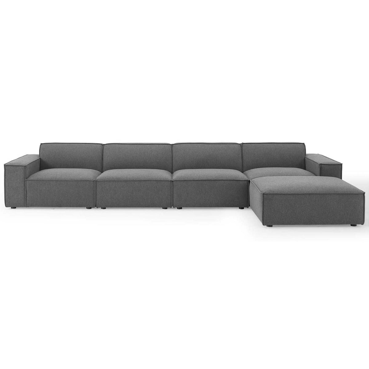 Spacious charcoal fabric sectional sofa with extended chaise and deep, cushioned seats || EEI-4115-CHA || front_studio