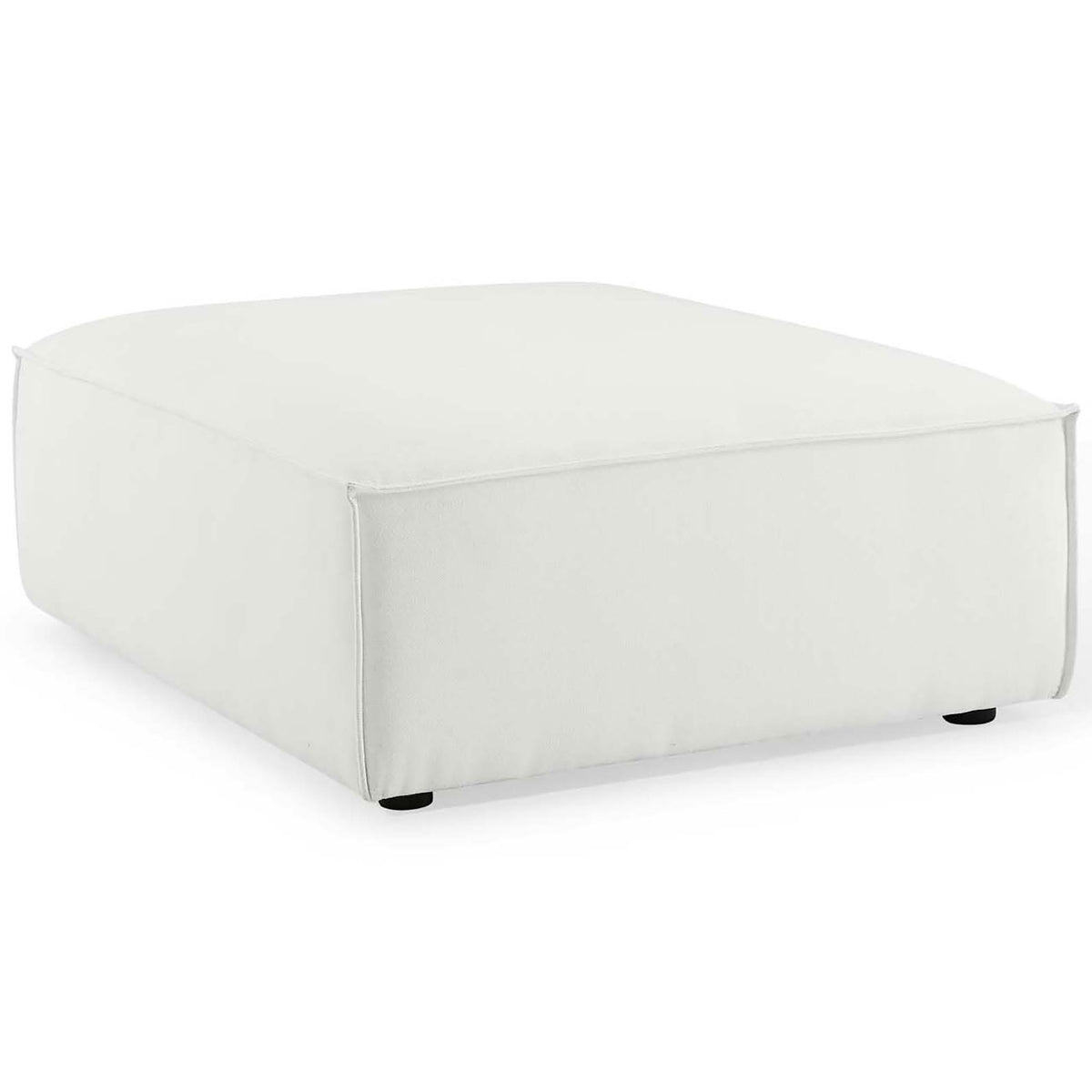 Oversized white modular ottoman designed to pair with the Restore sectional || EEI-4115-WHI || front_angle_partial_studio