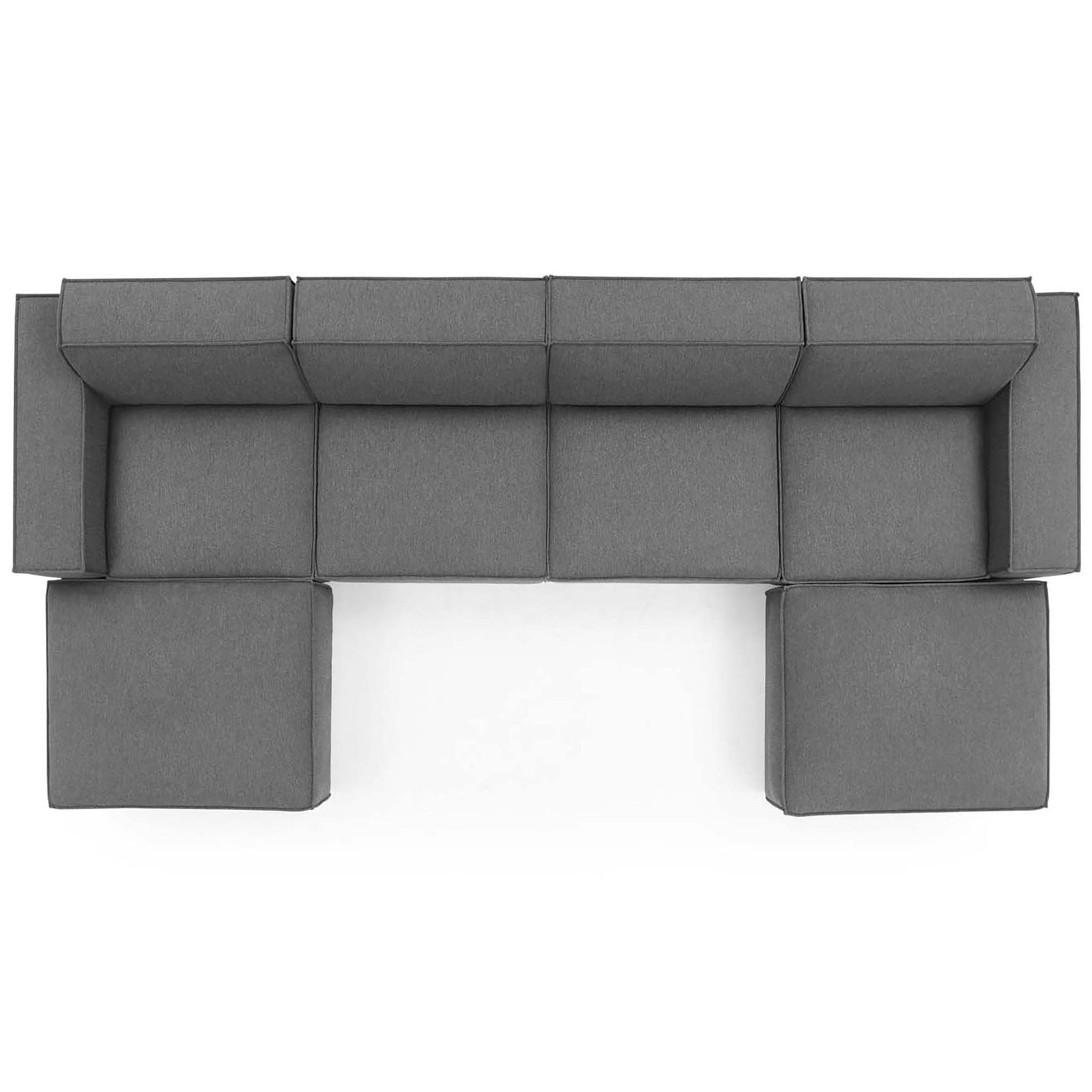 Modular sectional layout highlighting chaise extensions and roomy seating for multiple people. || EEI-4116-CHA || top_studio