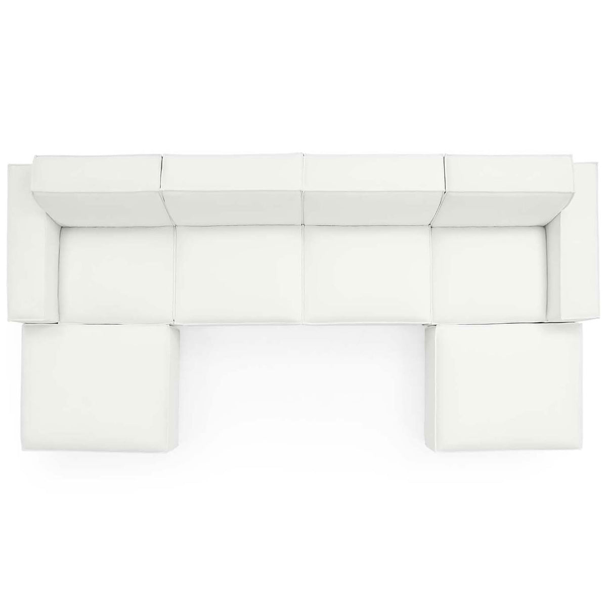 Generous Restore sectional layout showing wide chaise-style seating and deep modular seat cushions || EEI-4116-WHI || top_studio