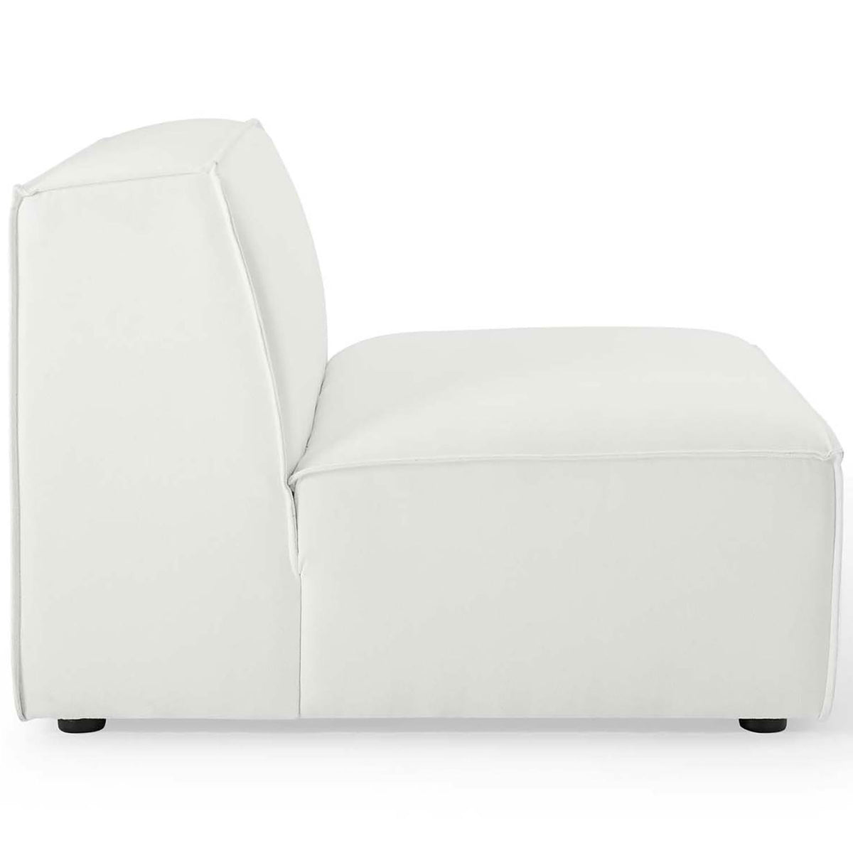 Deep armless lounge seat emphasizing thick foam cushioning and clean-lined back support || EEI-4116-WHI || side_partial_studio