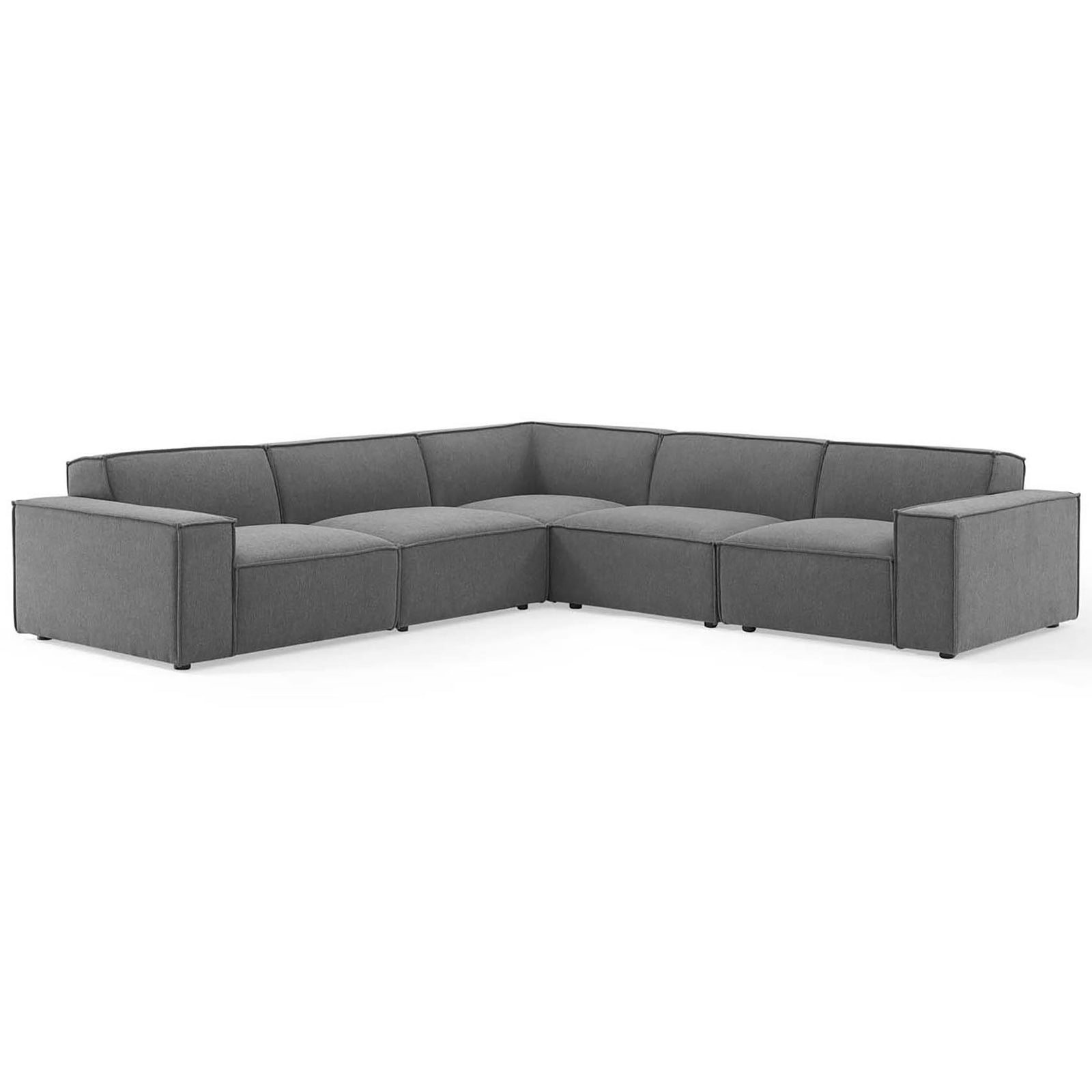 Oversized charcoal 5-piece modular sectional with clean lines and deep lounge-ready seats || EEI-4117-CHA || front_angle_studio