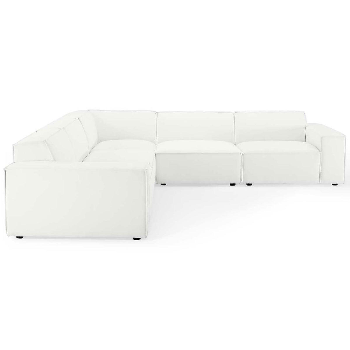 Spacious white modular sectional sofa offering deep seating and relaxed contemporary style || EEI-4117-WHI || front_angle_studio
