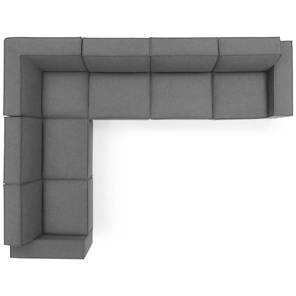 Charcoal fabric sectional in an L-shaped configuration with generous cushions and a low-profile backrest || EEI-4119-CHA || top_studio