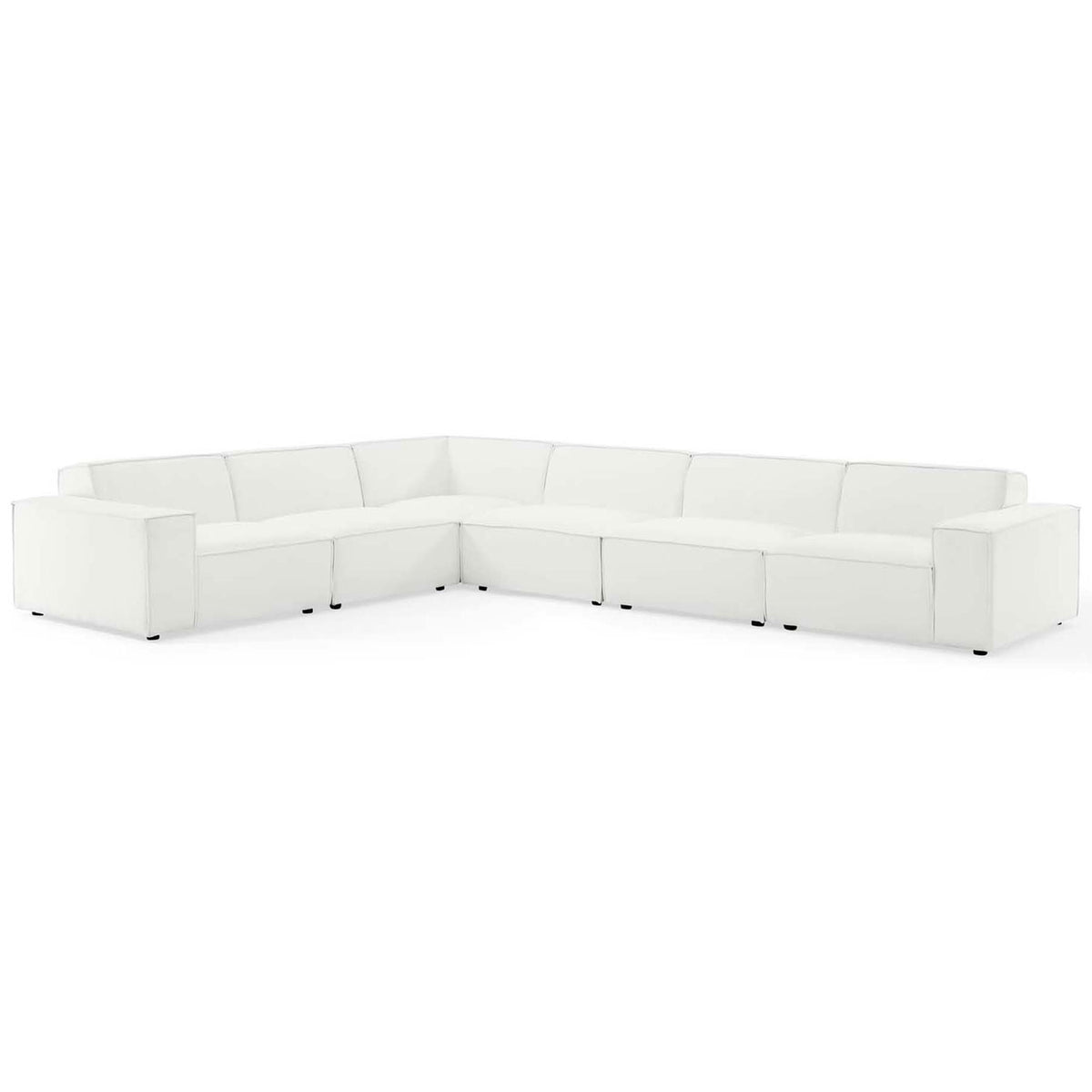 Spacious white modular sectional sofa with deep seats and plush cushions for modern lounging || EEI-4119-WHI || front_angle_studio